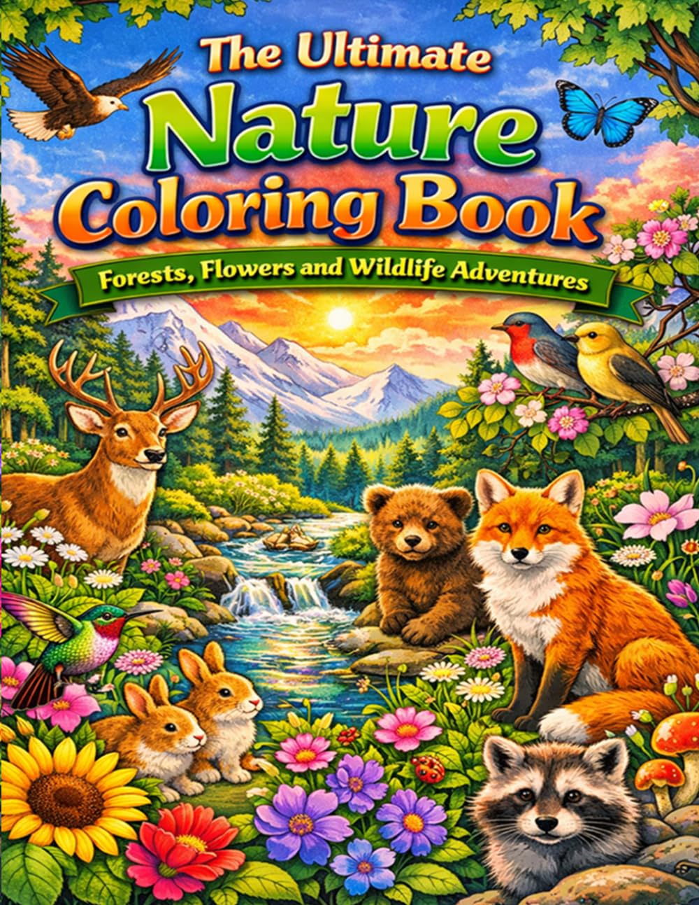 The Ultimate Nature Coloring Book: Forests, Flowers and Wildlife Adventures: Relaxing Nature Scenes with Beautiful Forests Flowers and Wildlife for Stress Relief and Creativity