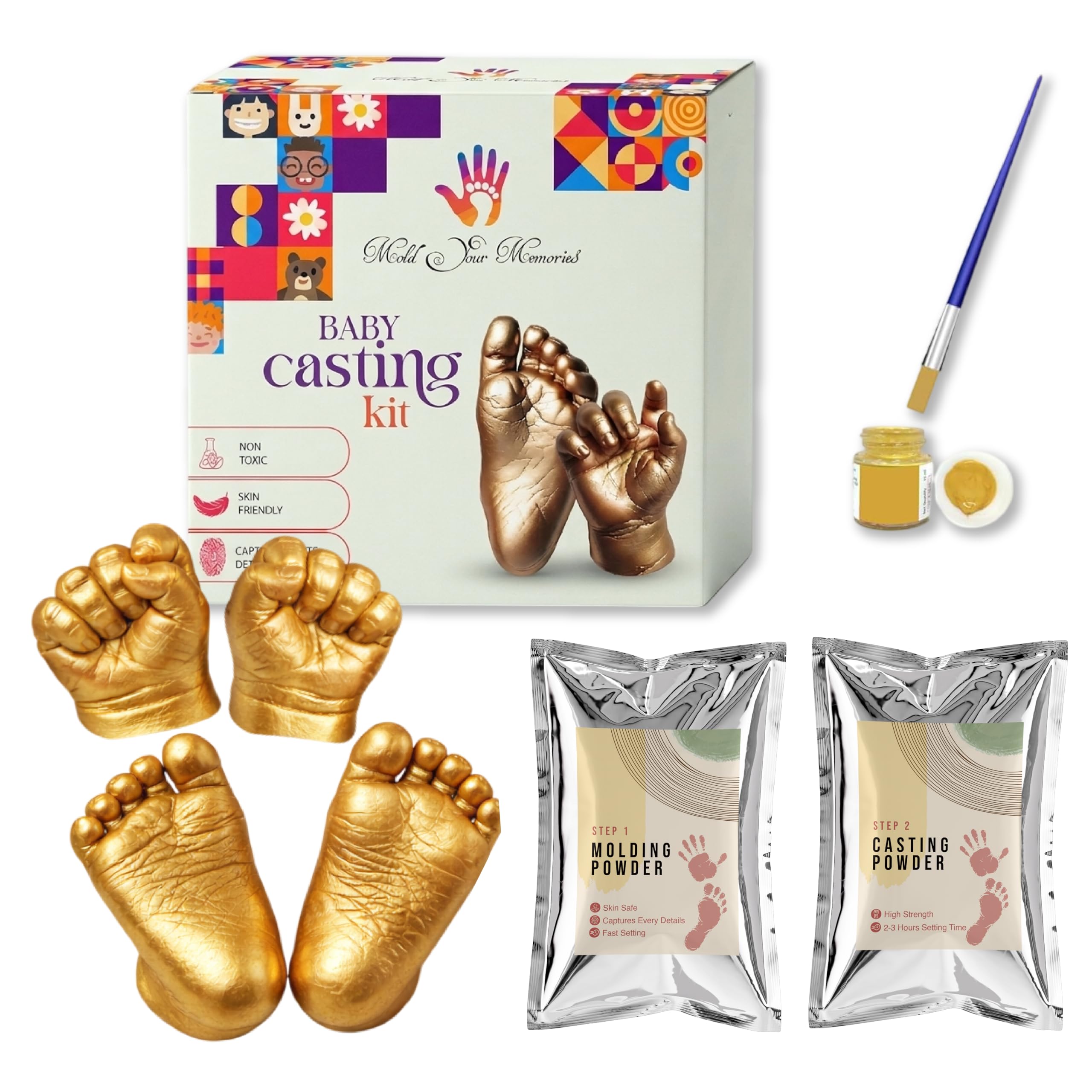 Mold Your Memories 3D Baby Casting Kit Molding Powder for Hand Cast Foot cast, Newborn Baby and Toddler Hand Impression Foot