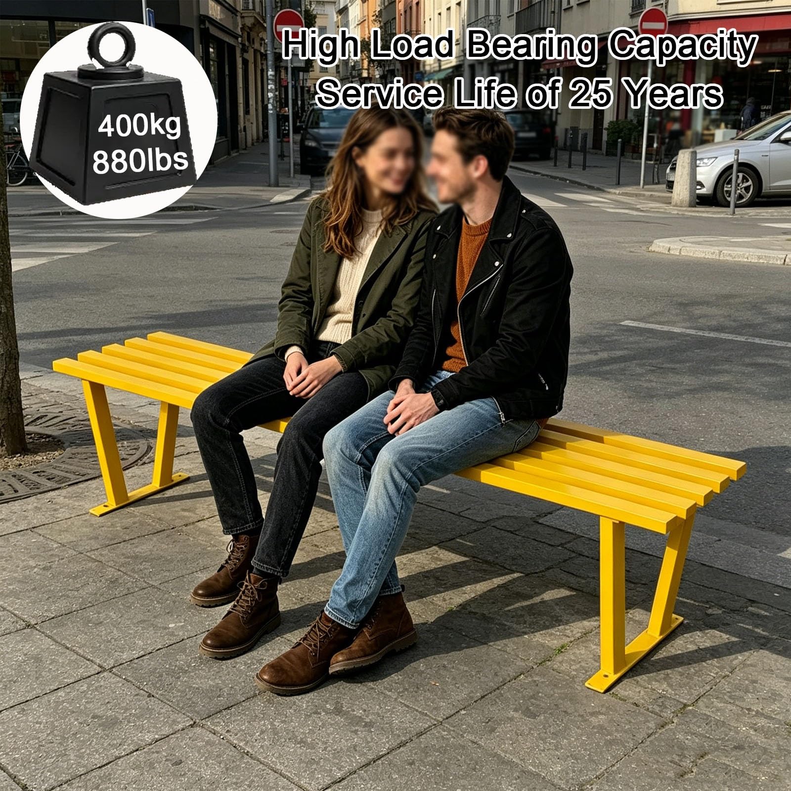 Banco de JardíN de Metal, Bancos para Exterior，Capacidad de 400 Kg, Asiento de Listones para JardíN, Porche o Entrada(Pink,100x40x45cm/39x18x16in)