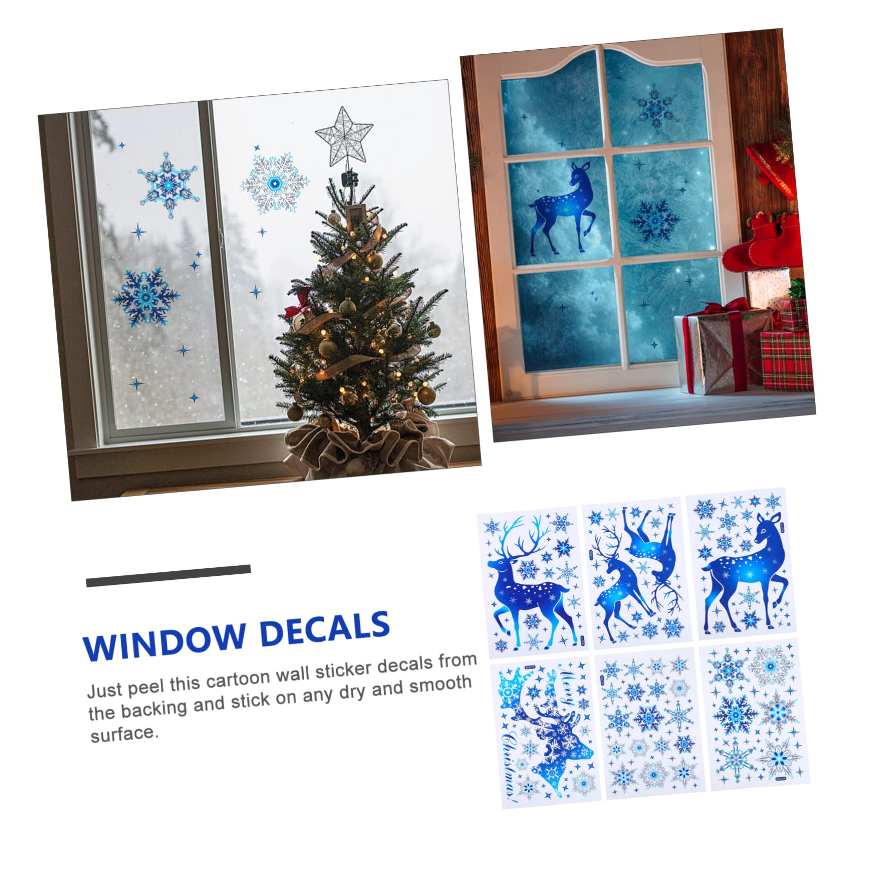 OUNONA 12hojas Pegatinas Navideñas De Ventana Adornos De Translúcidos Para Decoración De Navidad Hogar y Fiesta Arte