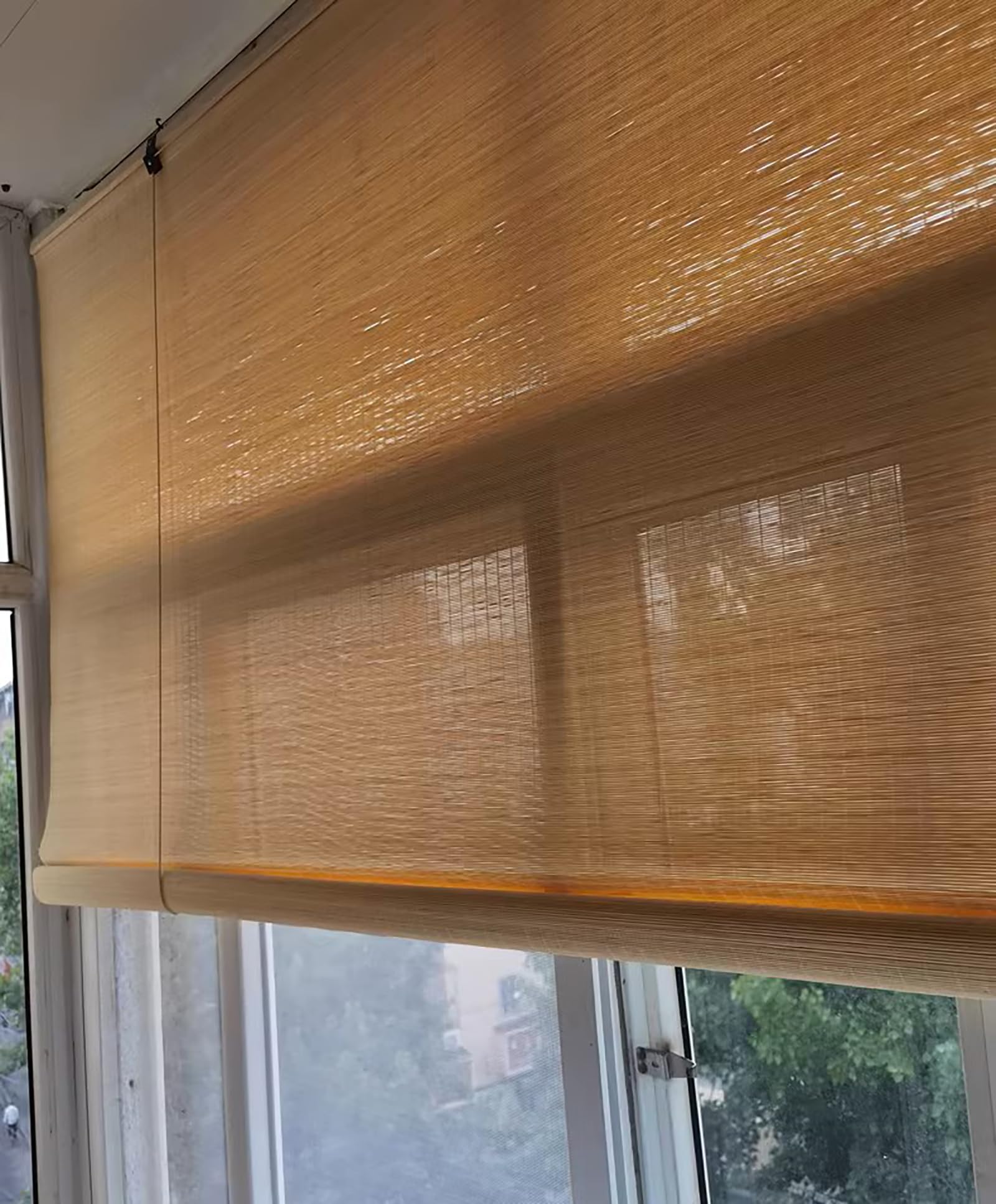 Tende personalizzate in bambù per finestre, tonalità in legno naturale, per esterni/interni, tende per sale da tè e studi, tonalità romane (115 x 180 cm)