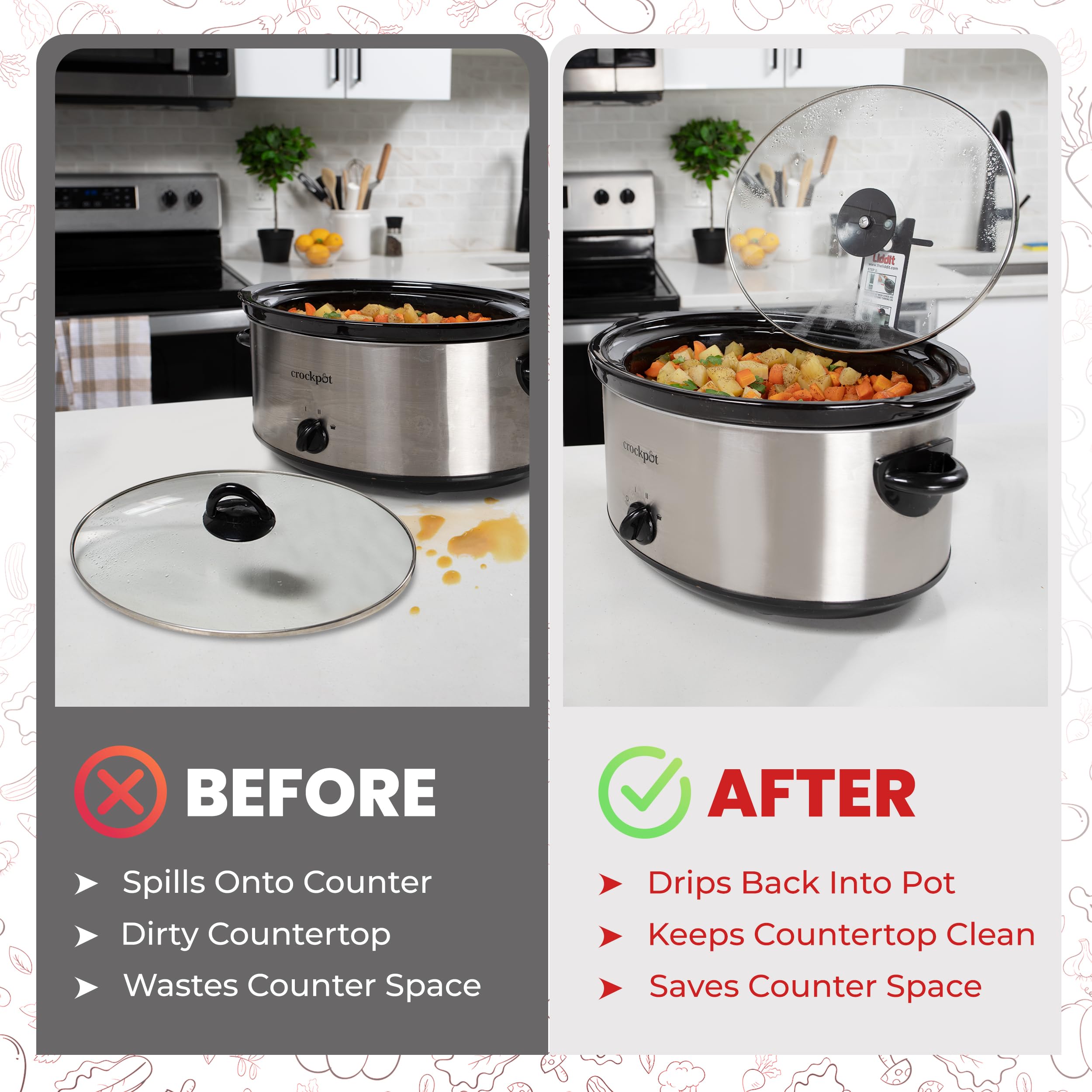 Liddit Crock Pot Lid Holder for Clean Kitchen, Easy to Use Lid Holder while Cooking, Space Saving Crockpot Stand