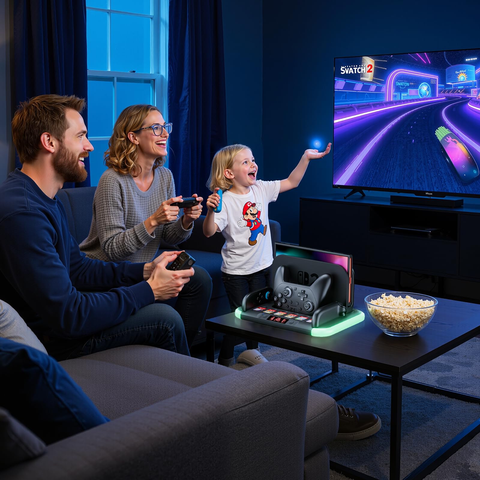 HEYSTOP Switch 2 Station con Dock di Ricarica Joycon per Ricaricare il Controller Nintendo Switch 2 Pro, Kit di Accessori per Riporre Switch 2 con Dock TV e 6 Alloggiamenti per Schede di Gioco