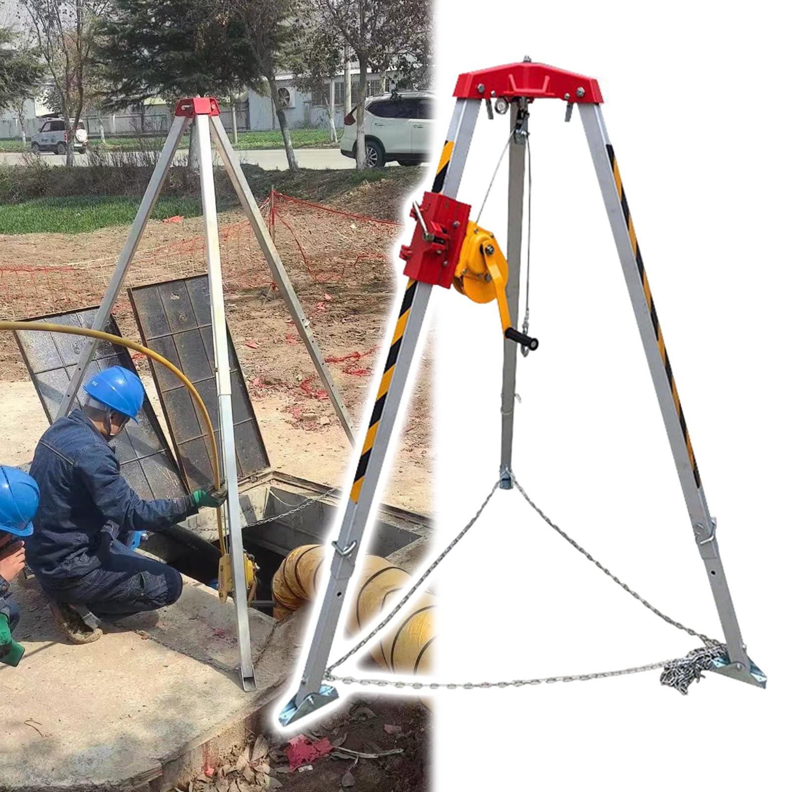 Ytbhshxz One Color Rescue Tripod, With Winch & Safety Belt, Sewer/Manhole/Fire Lifting Stabilizer Device/Emergency Equipment(2600Lbs Winch)