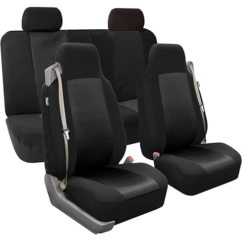 FH Group All Purpose Flat Cloth Car Seat Covers - Universal Fit, Full Set Seat Covers, Washable, Fit Most Car, Truck, SUV, Van - Black
