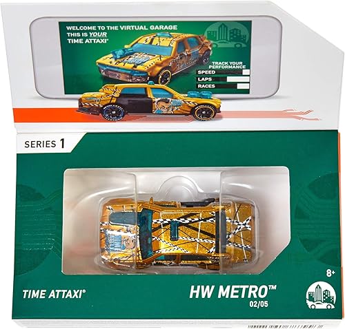 Miniatura 5 de Hot Wheels Auto de juguete, escala 1:64 id Time Attaxi integrado con chip NFC único identificable para niños y coleccionistas