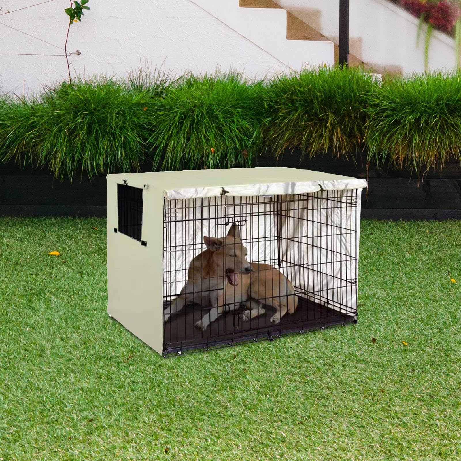 Dog Crate Cover, Pet Kennel Cover, Windproof, Sun Protection, Rainproof, Lightweight for Summer Wire Cages, 107cmx69cmx75cm
