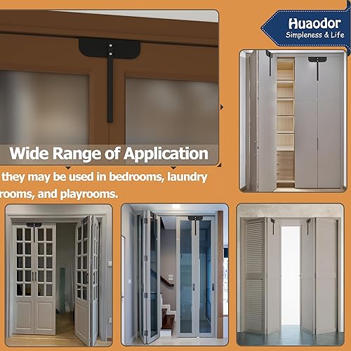 Miniatura 4 de Cerradura de puerta plegable de metal  Cerradura de puerta de armario plegable ajustable (se adapta a puerta biplegable de 0.6 a 2 pulgadas)