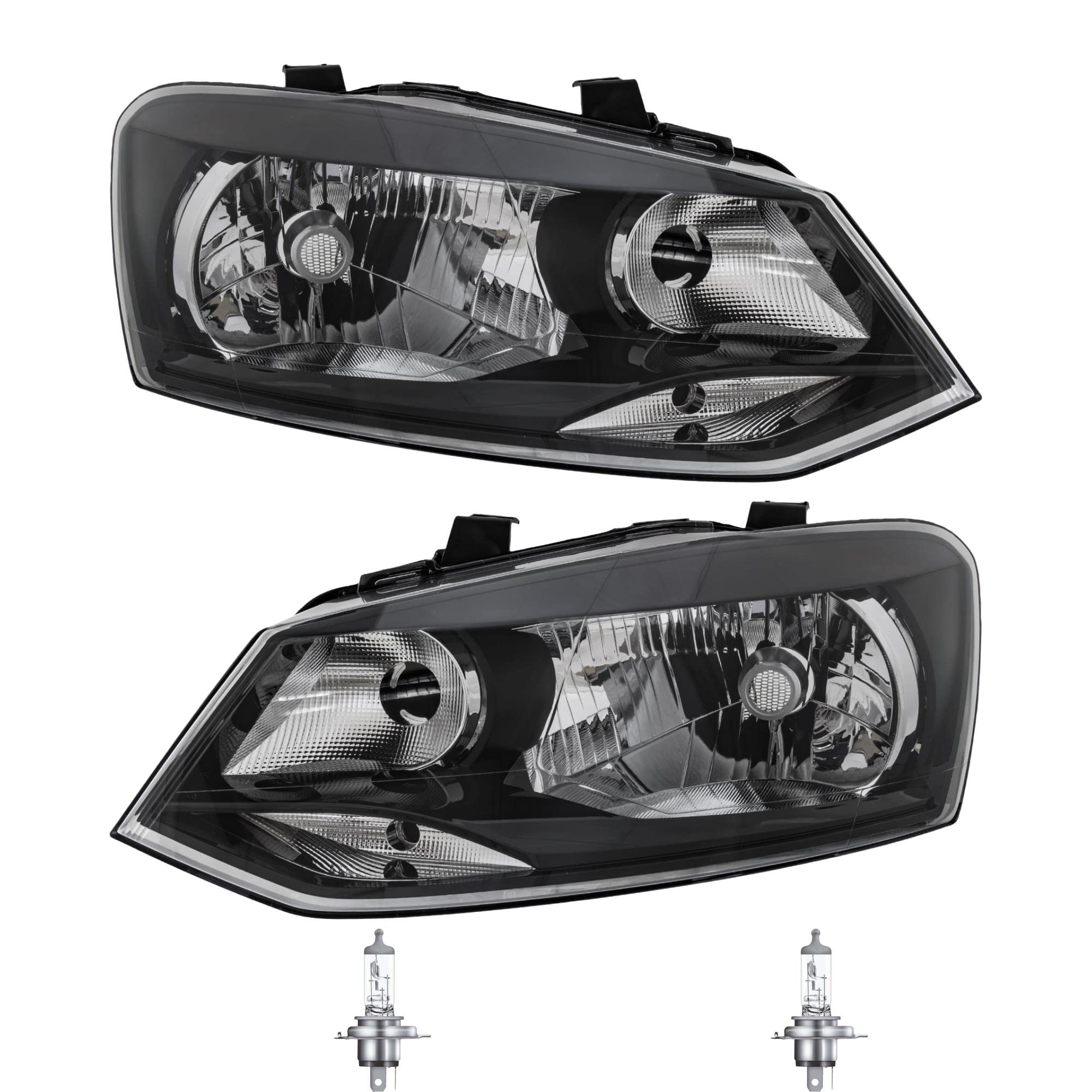 Halogen Scheinwerfersatz Scheinwerfer Satz Hauptscheinwerfer Set links und rechts H4 Kunststoff passend für 6R 6C 6R_