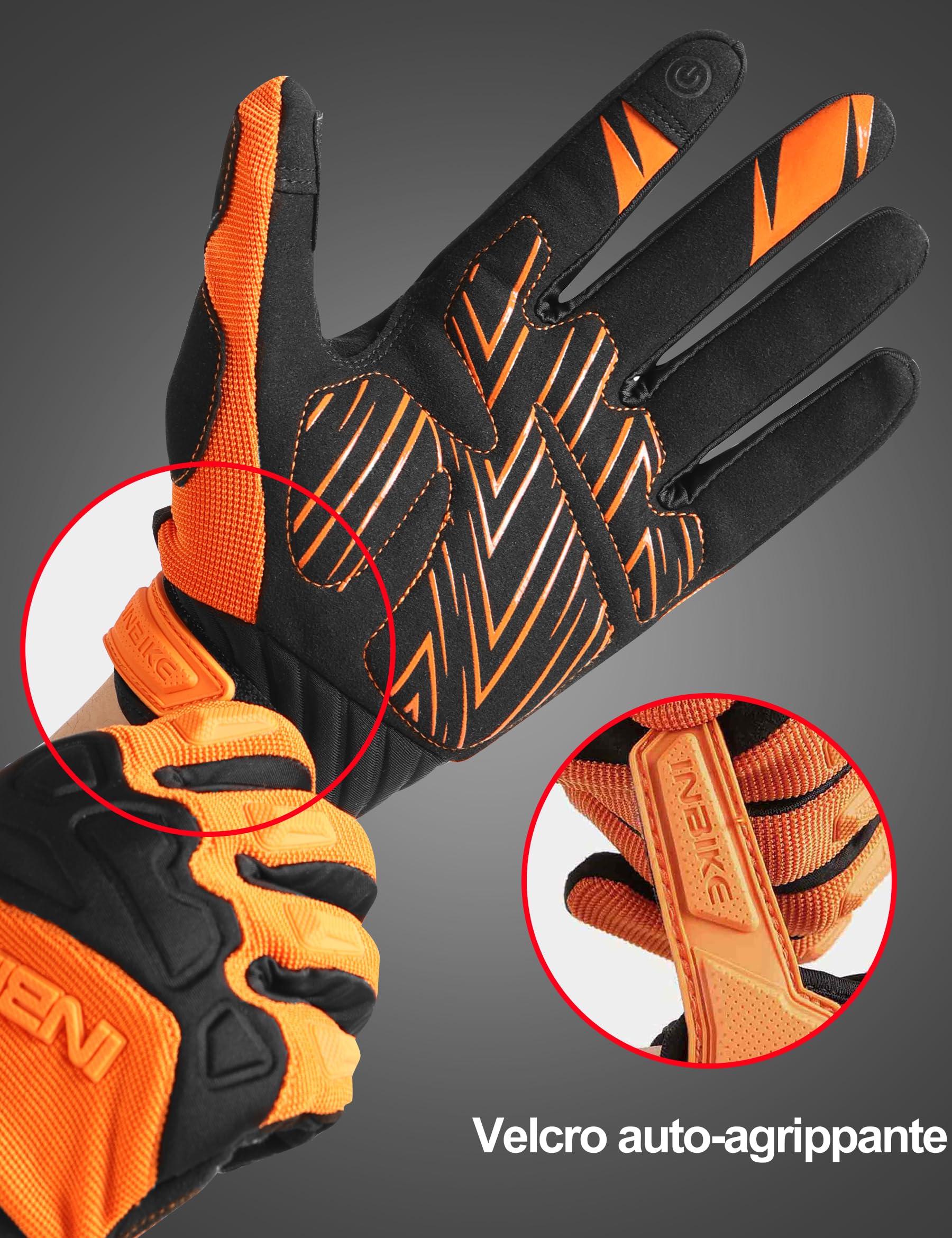 INBIKE Gants de Cyclisme VTT Homme Plein Doigts à Écran Tactile Rembourré Antichoc