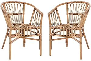 Safavieh Home Adriana Coastal Rattan Accent Chair (Set of 2)