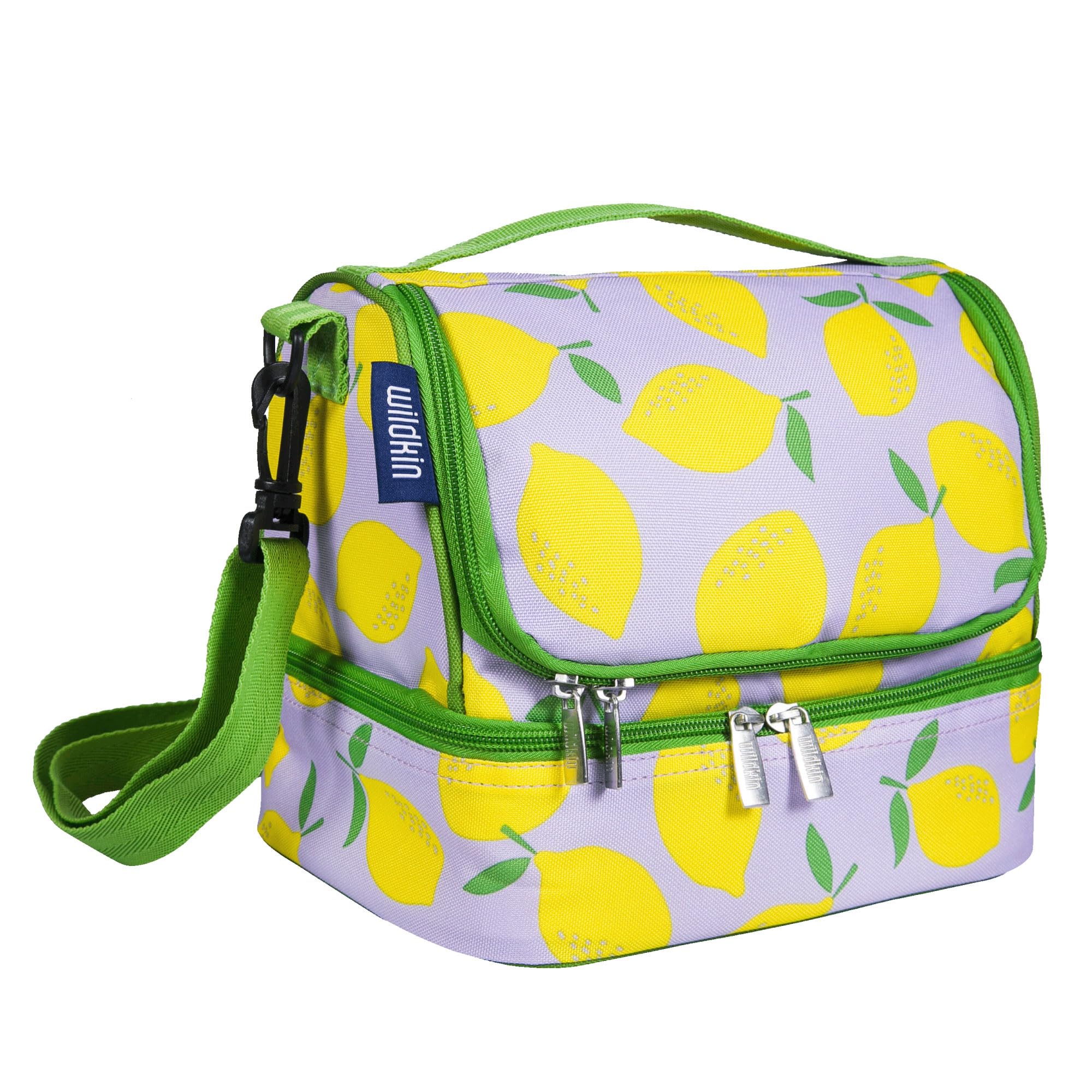 Wildkin Two Compartment Insulated Lunch Bag for Boys & Girls, Perfect Solution for Packing Hot or Cold Snacks for Kids' School and Travel, Ideal for Lunch Bag for Kids (Lilac Lemonade)