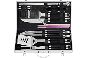 ROMANTICIST 25-Piece Extra Thick Stainless Steel Grill Set for Men