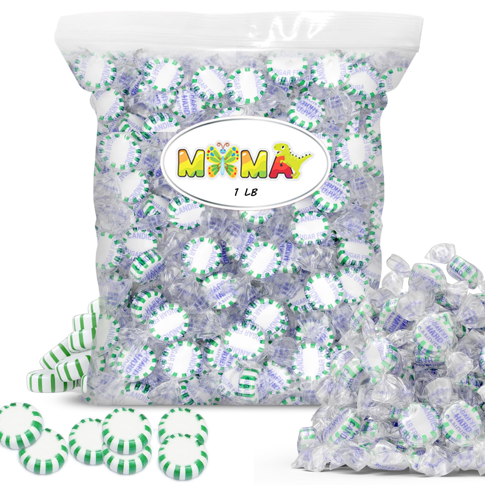 Starlight Sugar Free Spearmint Candy - 1 lb Individually Wrapped Buk Candy Spearmint Mints - Hard Mints Bag for Mima's Memorial Day Mega Sale, Valentines Day, Parties and Holiday Gatherings