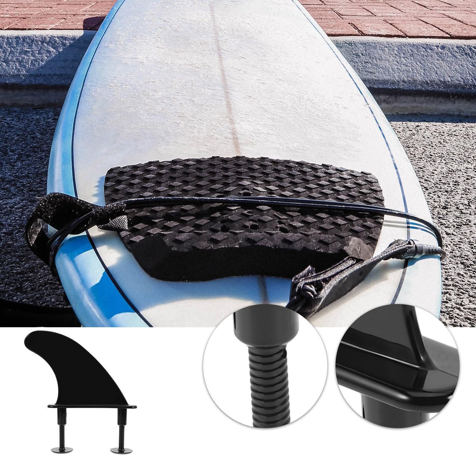 Aleta de Repuesto para Tabla de Surf Negra de TPU Flexible, Juego de 3 Quillas Grandes Antideslizantes para Kayak y Paddle Surf, Accesorios Deportivos Acuáticos para Mejor