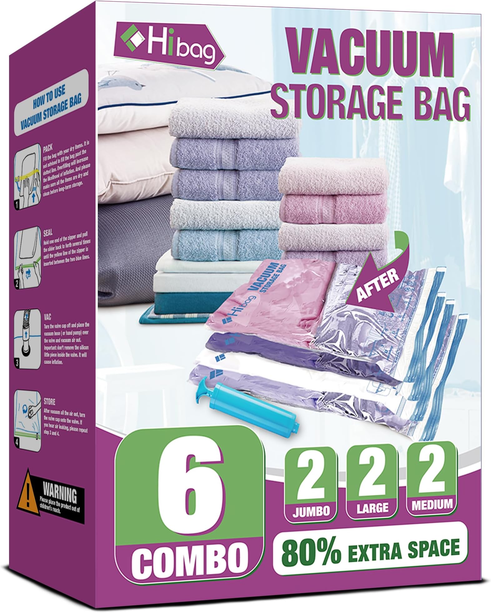 VacPack 8 Vacuum Storage Bags, Space Saver Compression