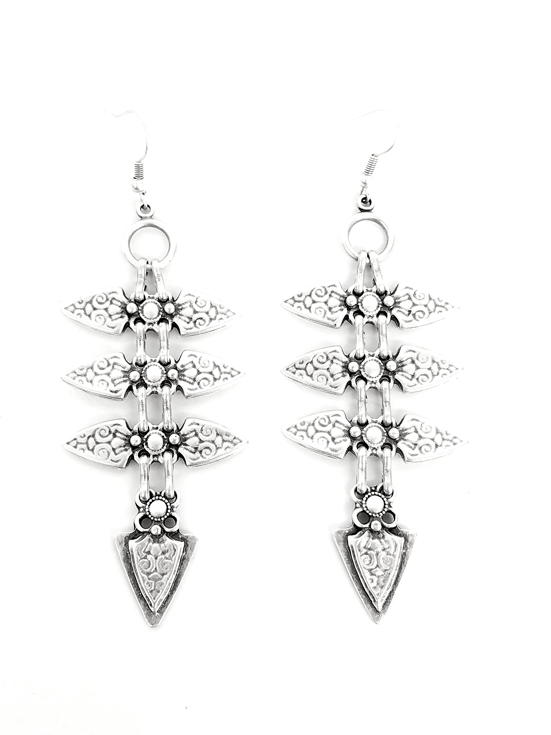 Chanour Jewelry Hand Made Antique Silver Plated Pewter Earrings