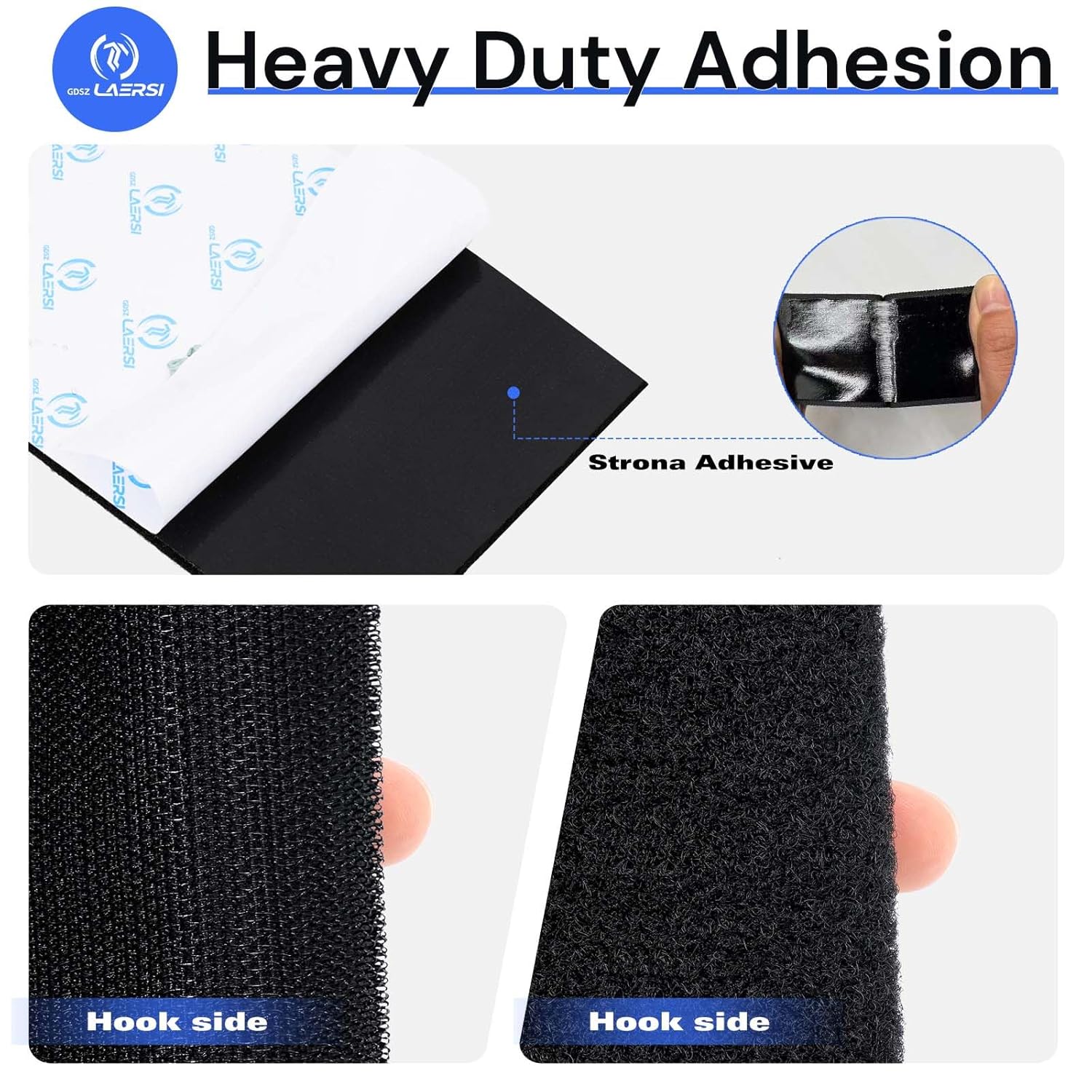 10Pair Hook and Loop Tape 4in x 8in Double Sided Mounting Tape Heavy Duty, Wall Adhesive Strips Picture Hanging Strips, Nylon Fabric Fasteners Carpet Tape & Rug Fixation