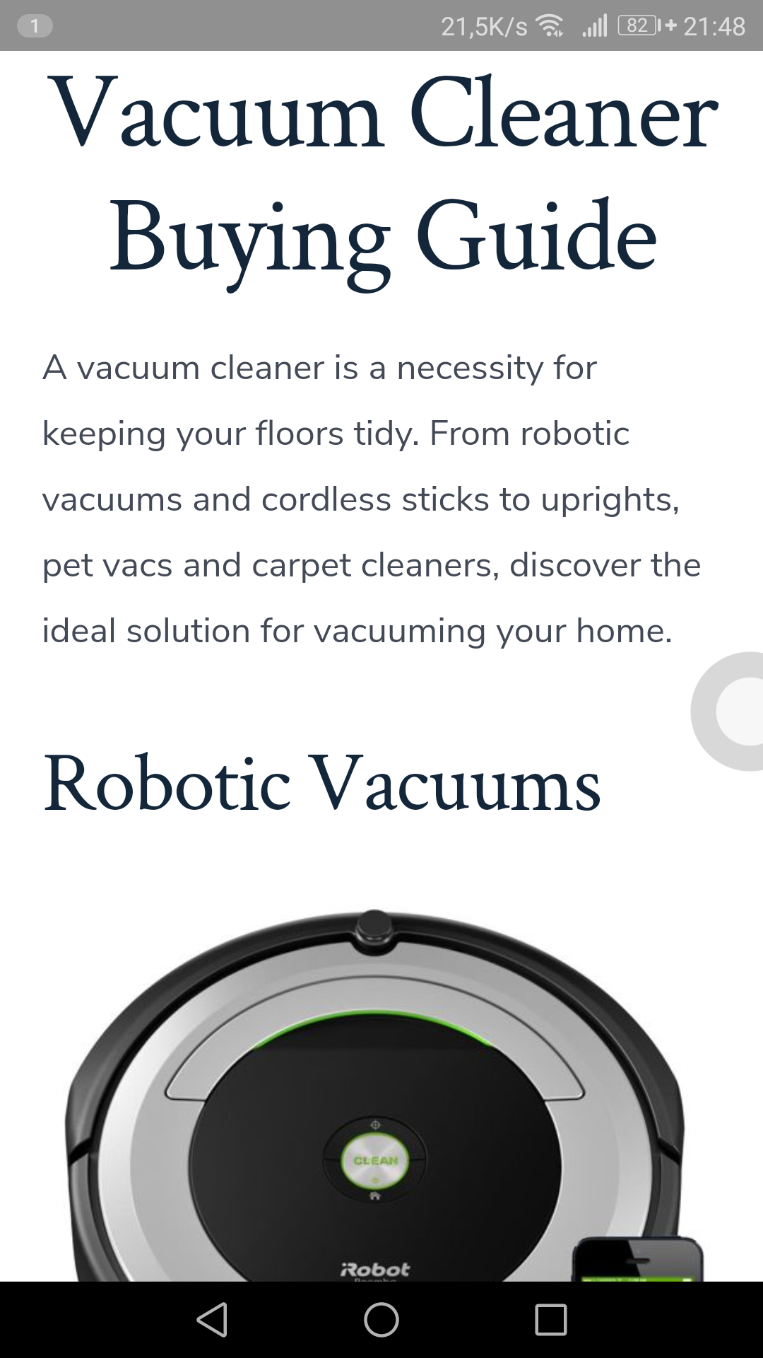 Vacuum Cleaner Buying Guide App on Amazon Appstore