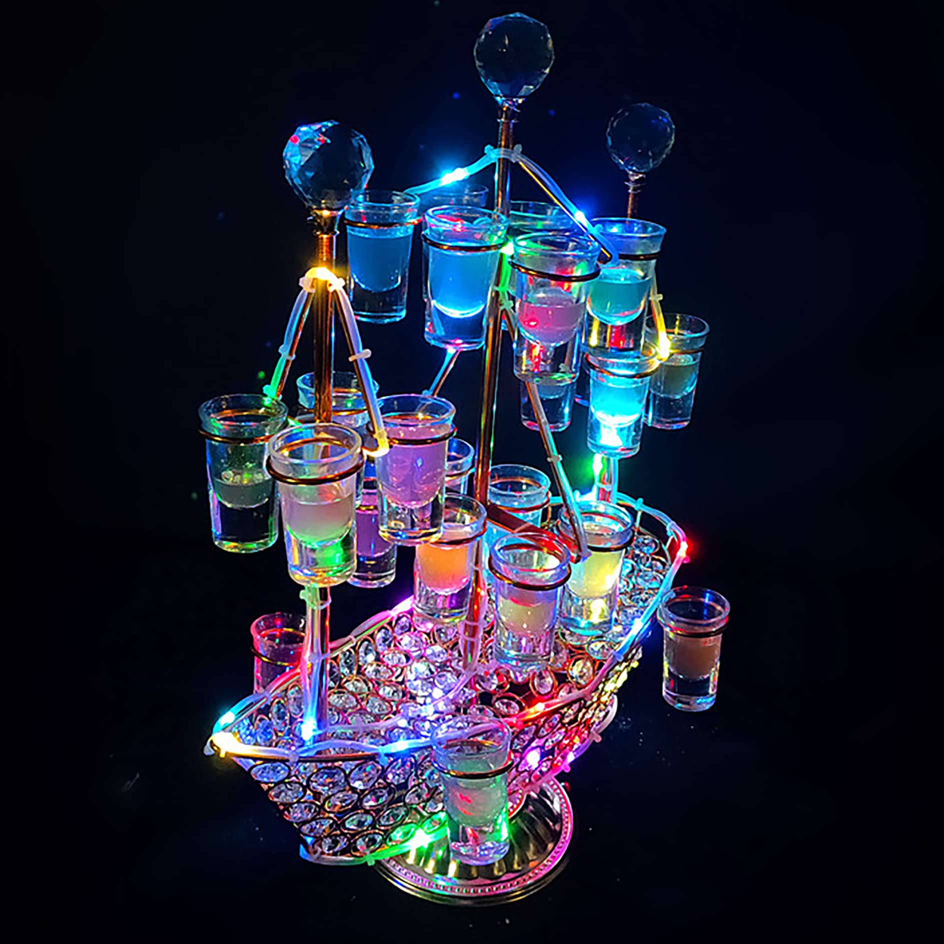 ワイングラス テキーラ観覧車 船 ワイングラスホルダー LED酒ボトルの表示棚 Amazon｜テキーラ観覧車 船 ワイングラスホルダー LED酒ボトルの