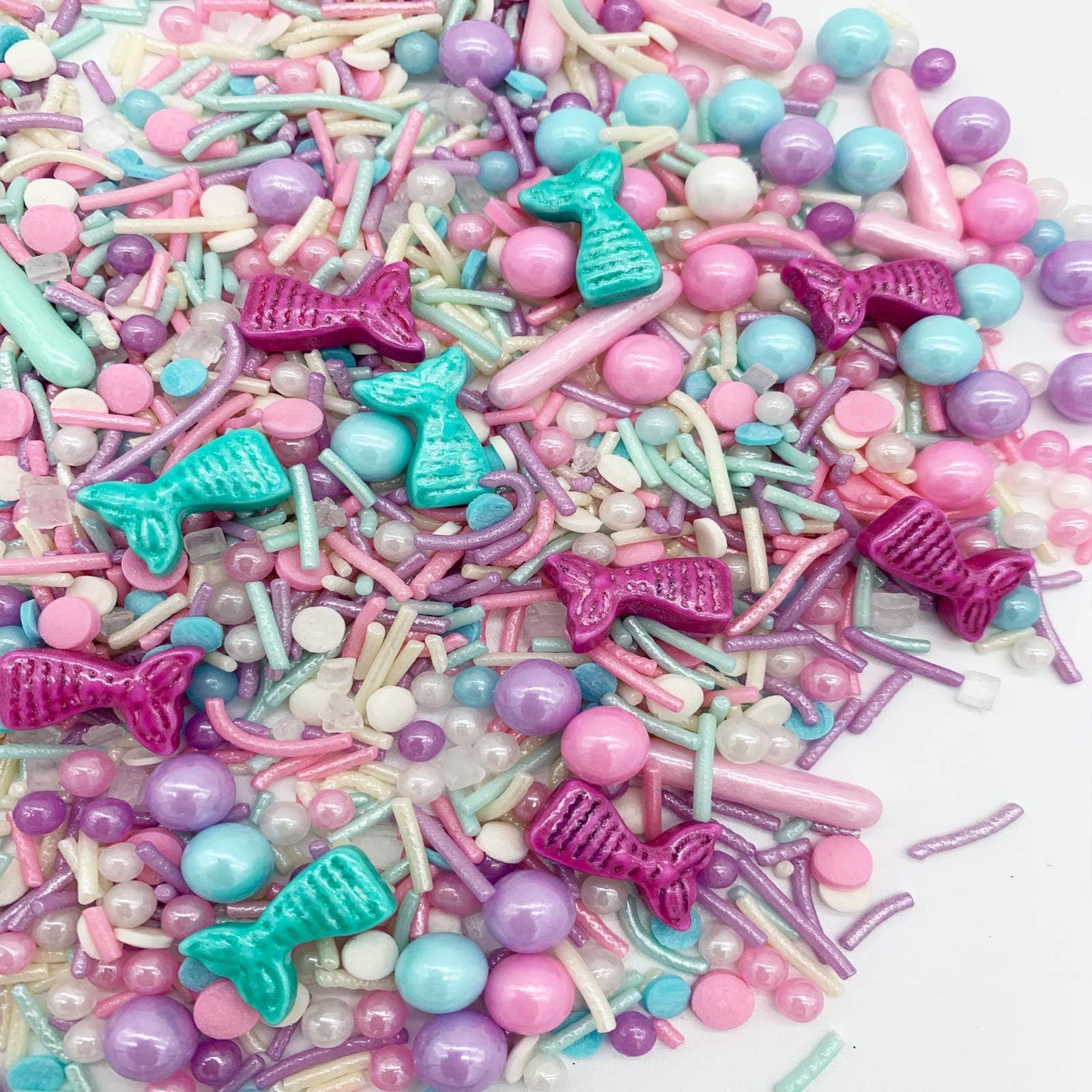 GEORLDMermaid Sprinkle Sweets Sprinkles for Baking Dessert Cupcake Cake Topper Mermaid 7 ounces,Mix Gluten-Free Color