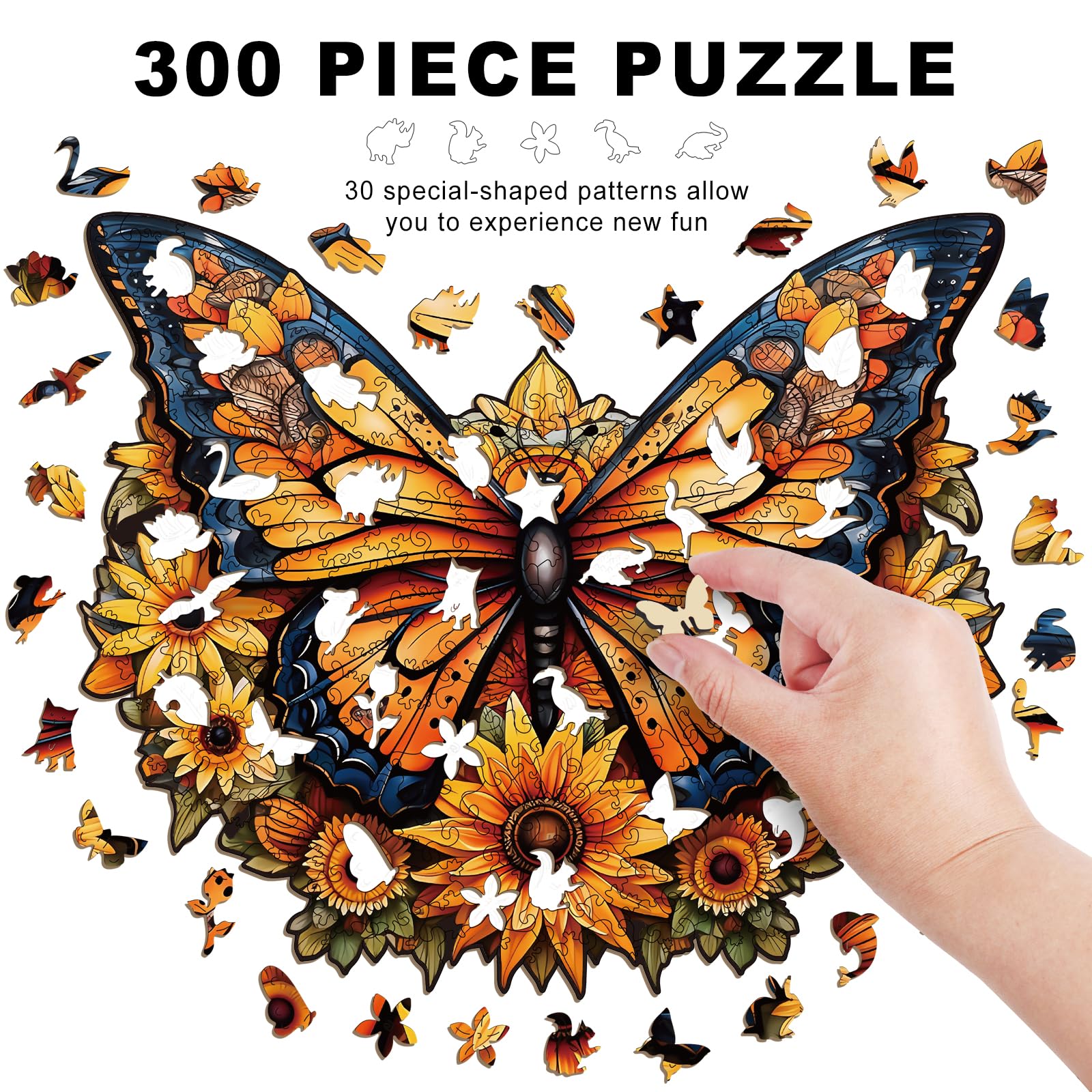 Amazon.com: Wooden Puzzles for Adults - 300 Pieces Butterfly