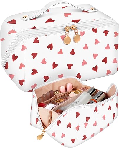 Bistup Bolsa de maquillaje con cremallera media, 2-Pequeño corazón, Mujer