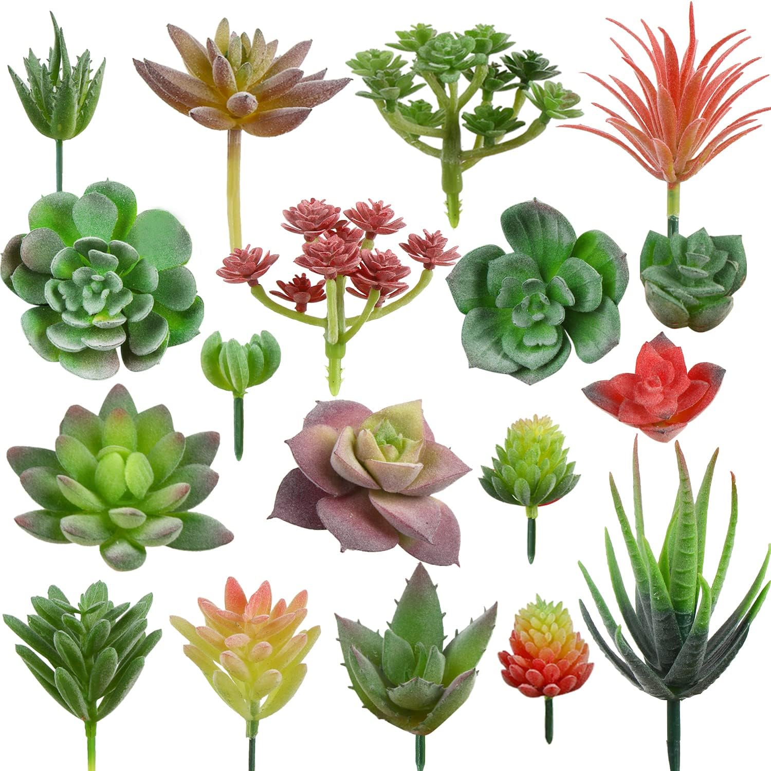 CCINEE 18pcs Mini Artificial Succulent Plant,Flocked Faux Succulent for