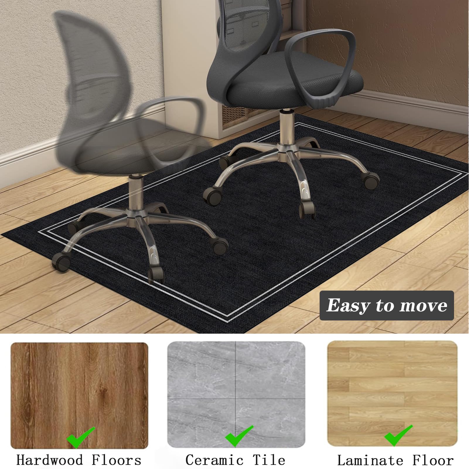 Tappeto Scrivania, Tappeto da Ufficio sotto Sedia per Parquet, Tappeto Sedia Rotelle Antiscivolo, Tappetino Protettivo per Pavimento, Tappeto Postazione da Gaming 200 x 230 cm