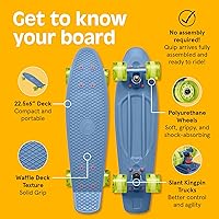 Vista 22 de Retrospec Quip Mini Cruiser - Patineta completa de plástico retro de 22.5 pulgadas con rodamientos ABEC 7 y ruedas de poliuretano, tabla compacta