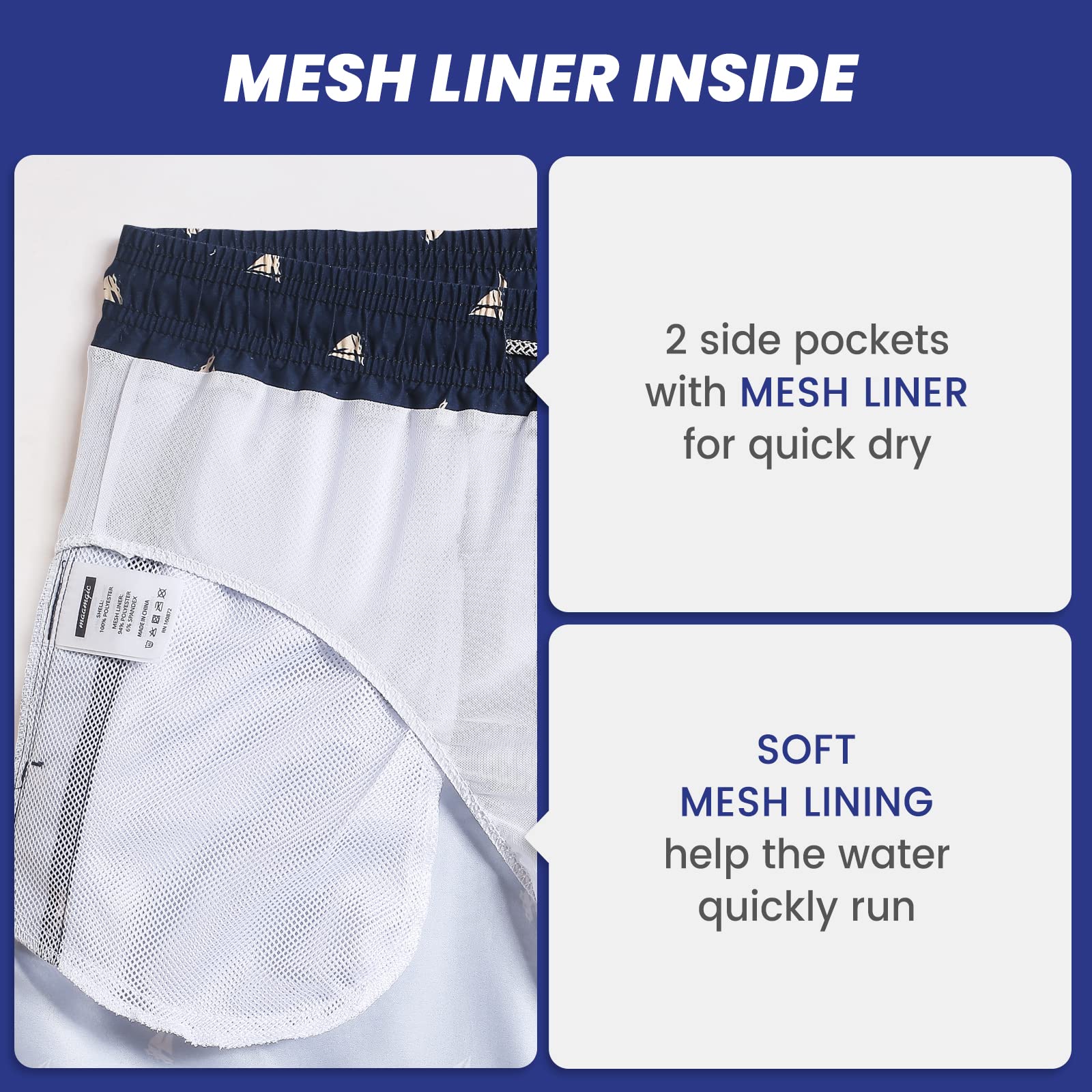 MaaMgic Pantaloncini da Bagno da Uomo Asciugatura Veloce Costume da Bagno per Surf sulla Spiaggia Multi-funzioni Allenamento casa con Fodera in Mesh con Fodera in Mesh