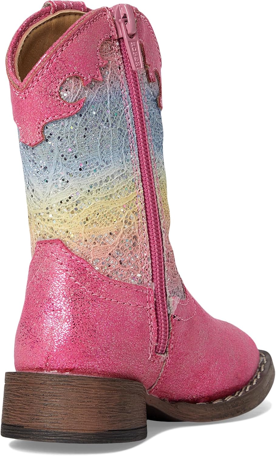 ROPER Toddler Girls Glitter Lace Square Toe Casual Boots Ankle - Pink