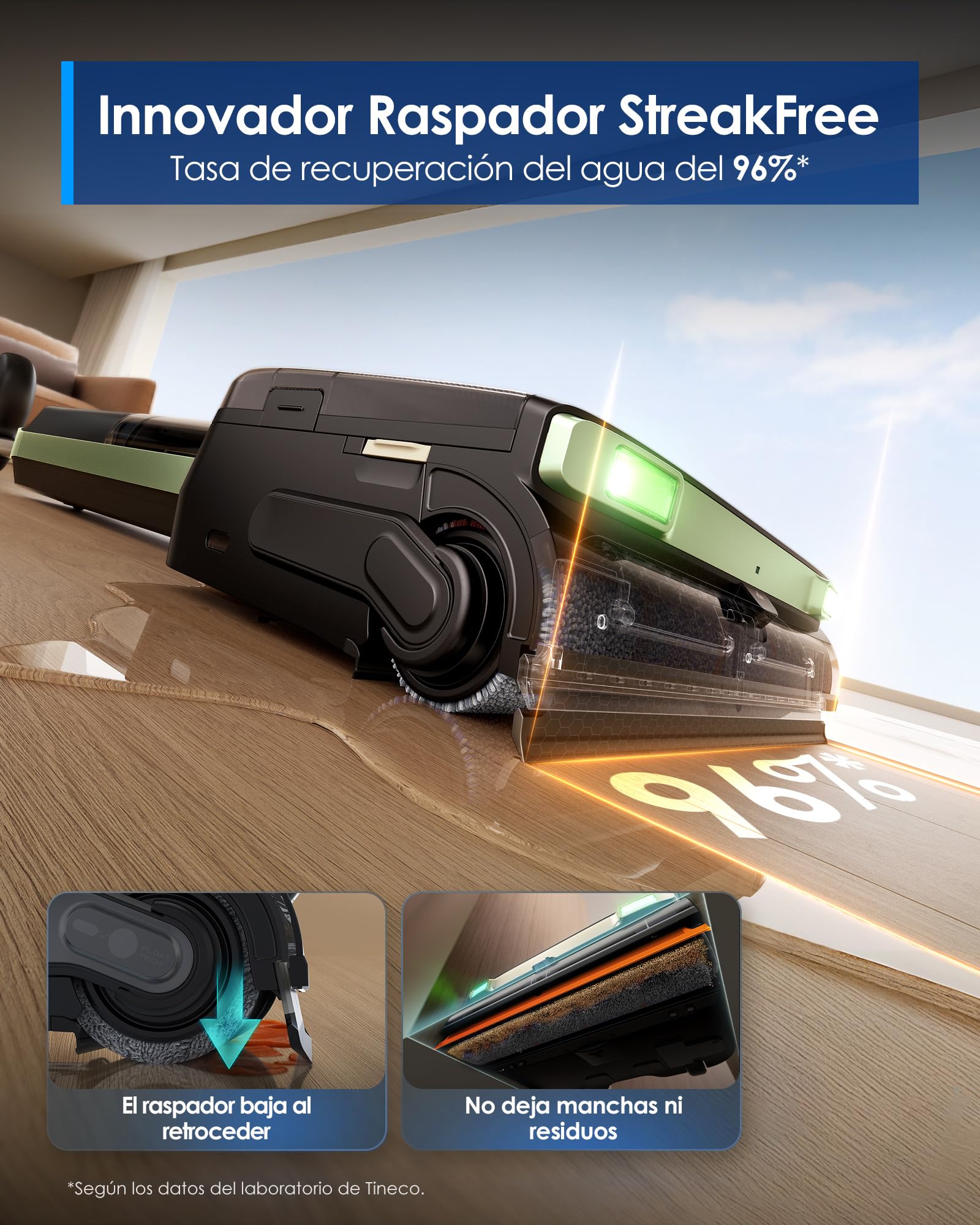 Tineco Floor One S7 Master, Aspiradora-Fregona Inteligente en Seco y Húmedo | StreakFree, Succión de 25000Pa, Sistema de Autolimpieza FlashDry, Luz Verde DustReveal de 150°