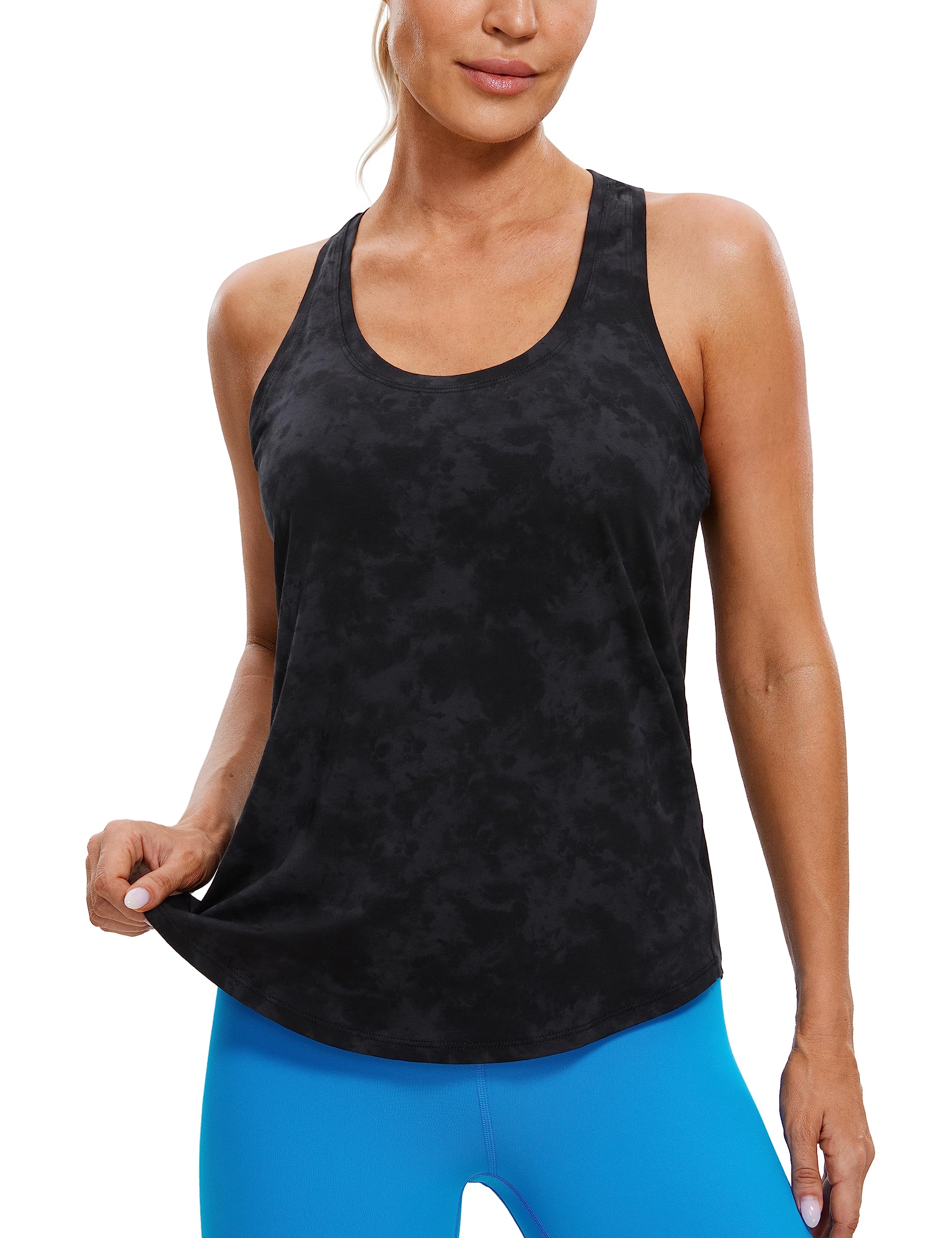 CRZ YOGA Pima Cotton Racerback Tank Tops for Women - Workout Athletic Casual Soft Scoop Neck Sleeveless Shirts