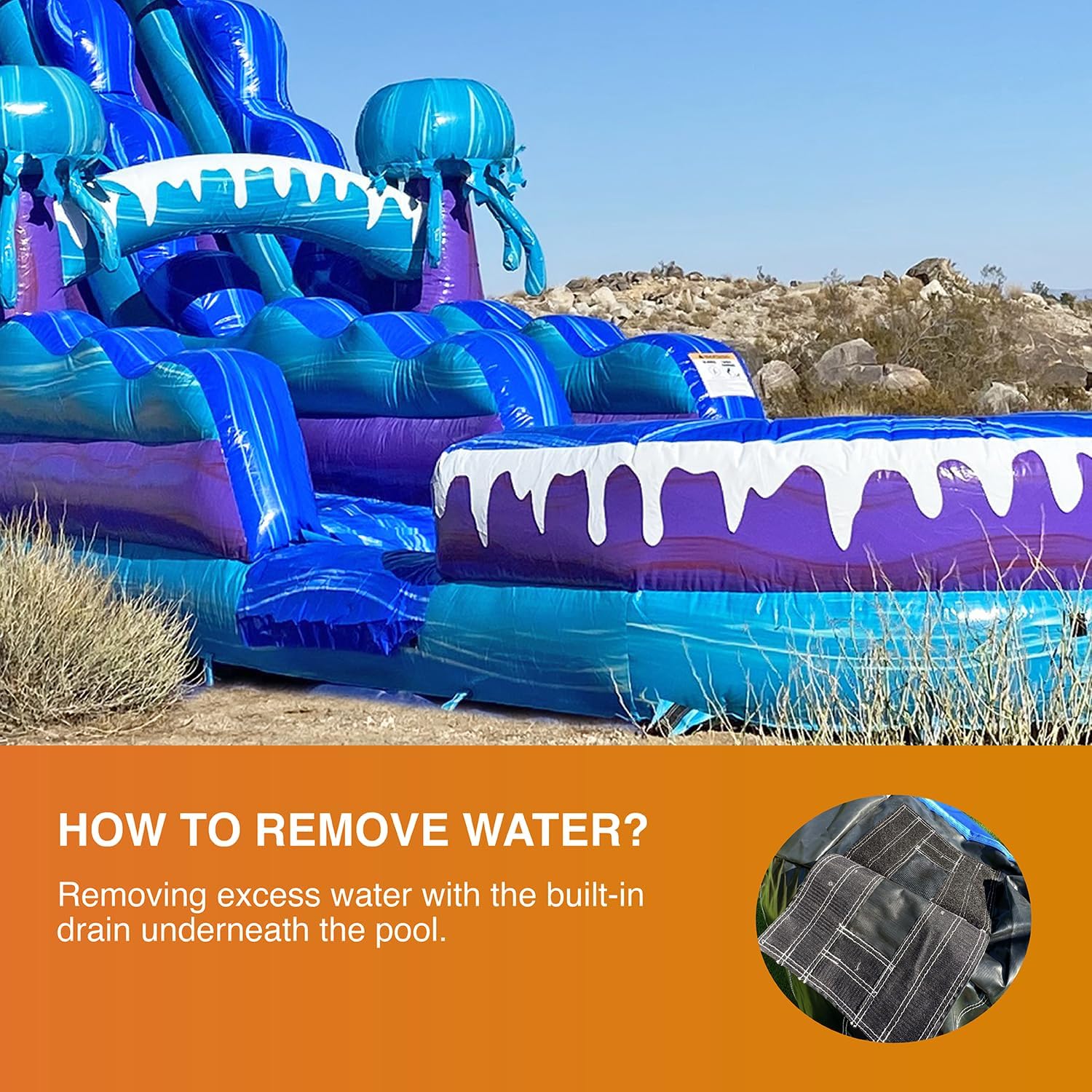 JumpOrange 19’ Electric Commercial Grade Water Slide with Splash Pool for Kids and Adults (with Blower), Outdoor Indoor, Wet Dry Use, Tall Inflatable