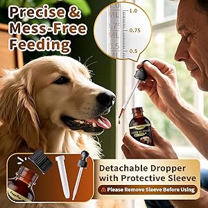 POPPAW Milk Thistle for Dogs 9-in-1 Liver and Kidney Support Drops with Artichoke, Resveratrol, Marigold Extract, 100% Natural Detox Supplement for Liver Function, Split Dropper, Chicken Flavor, 2Oz