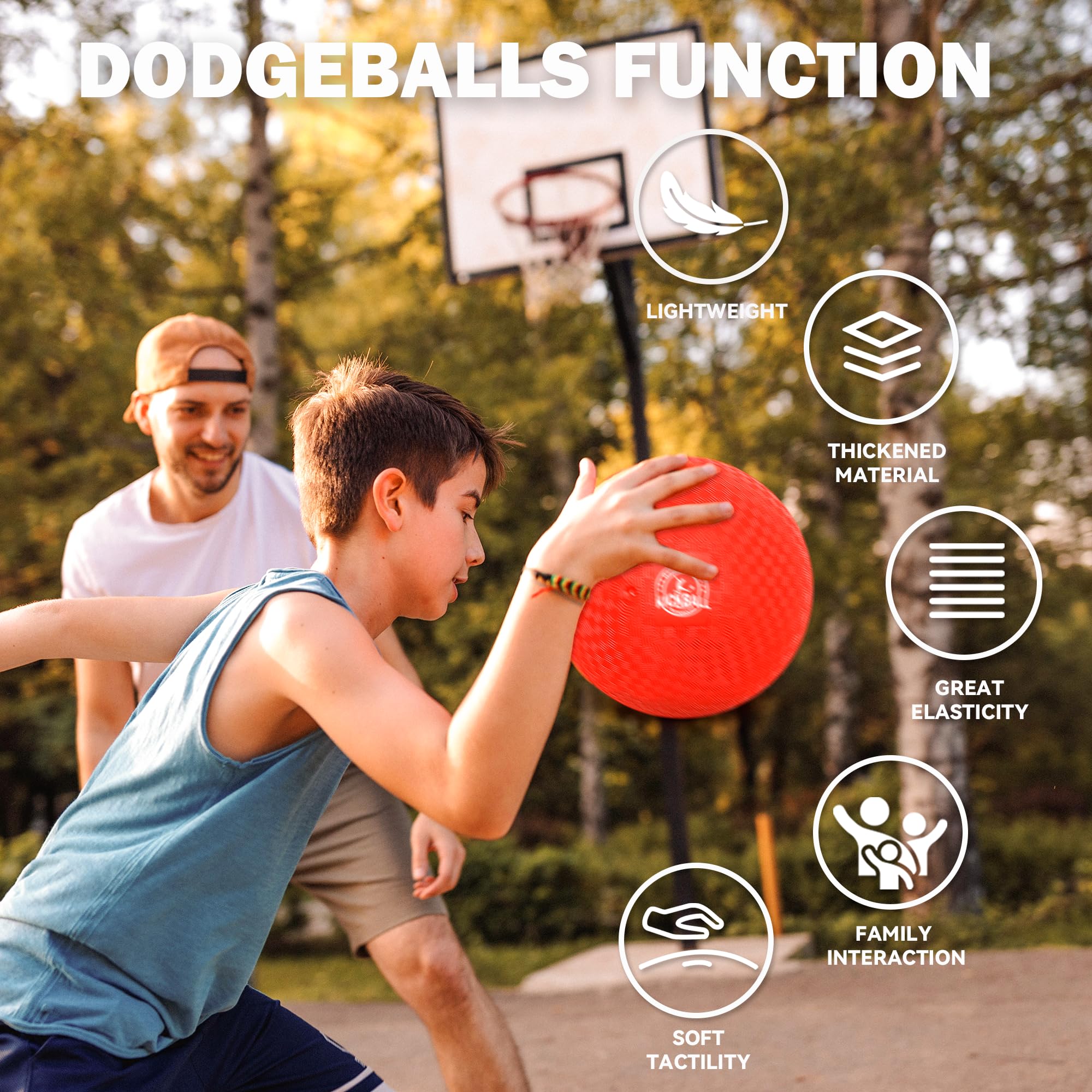 Juego de kickball de 8.5 pulgadas, paquete de 6 bolas de Dodgeballs, paquete de 12, pelotas de juegos para niños y adultos, pelotas rebotantes incluye bomba y bolsa de almacenamiento, balón para 2
