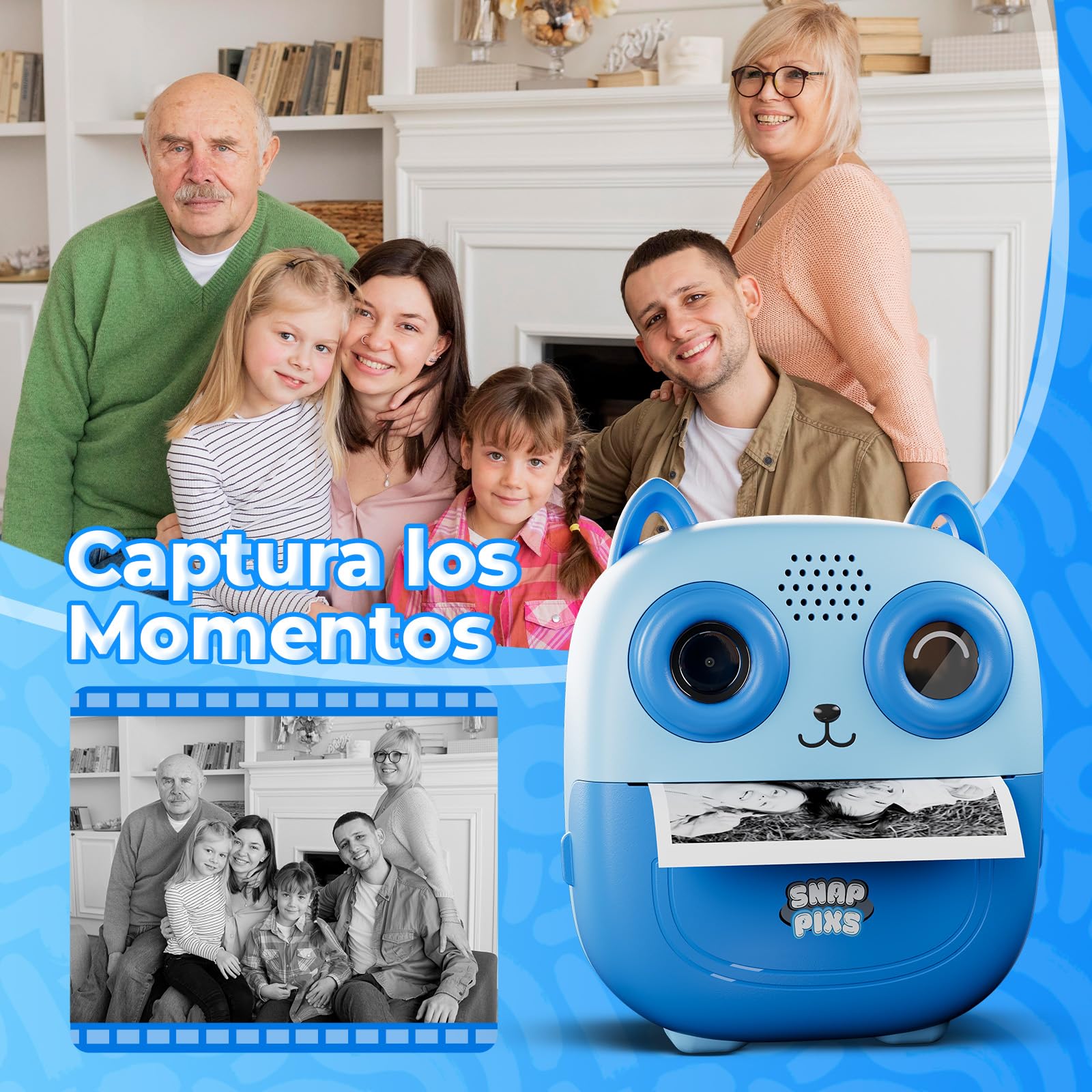 SnapPix Cámara Fotos Infantil Instantánea con Papel de Impresión y Tarjeta SD, 20MP, Cámara de Fotos para Niños, Regalo para Niños de 3 a 14 años (Azul y Rosa) (Rosa)