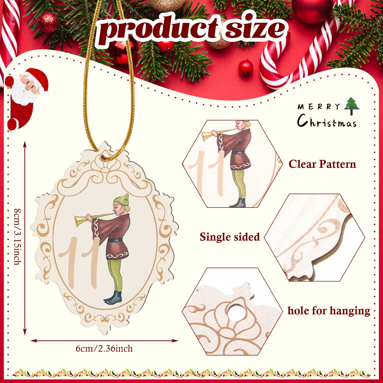 Amazon.com: 12 Pcs 12 Days of Christmas Ornaments Vintage Wooden