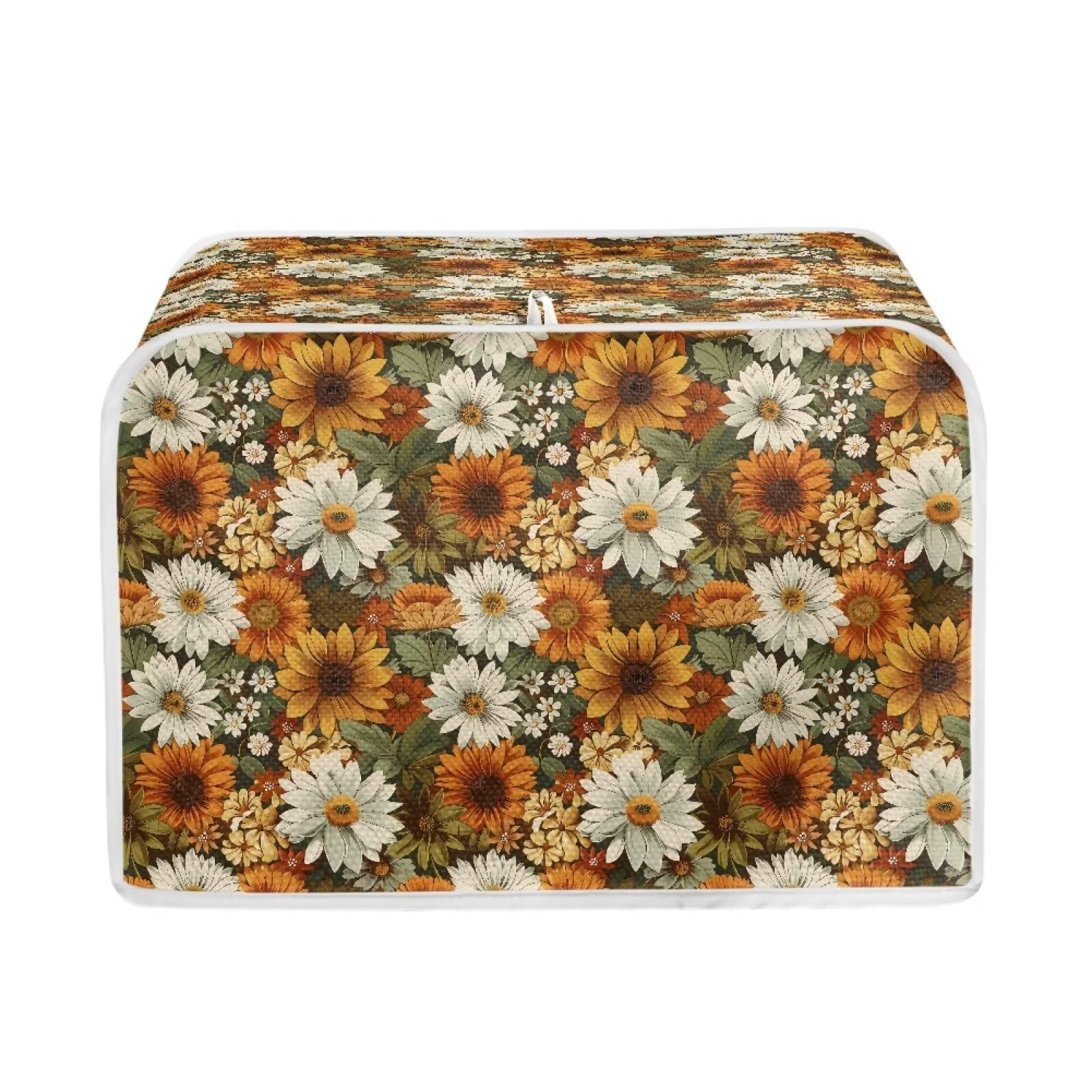Talayituse Sunflower Daisy Print Toaster Cover 2 Slice Wide Slot, Lightweight Dust Protection Washable Appliance Bag, Bread Maker Cover, S