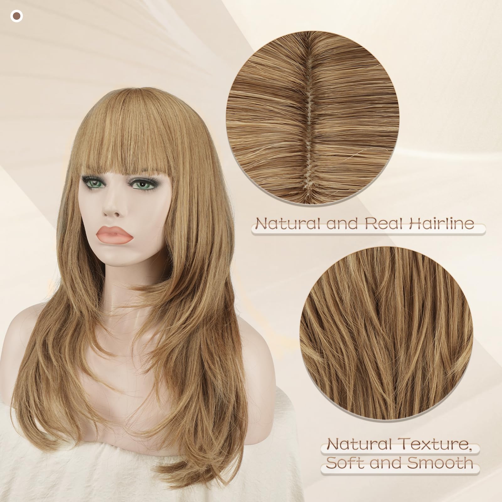 Amazon.com : SOFEIYAN Long Straight Layered Wig with Bangs 