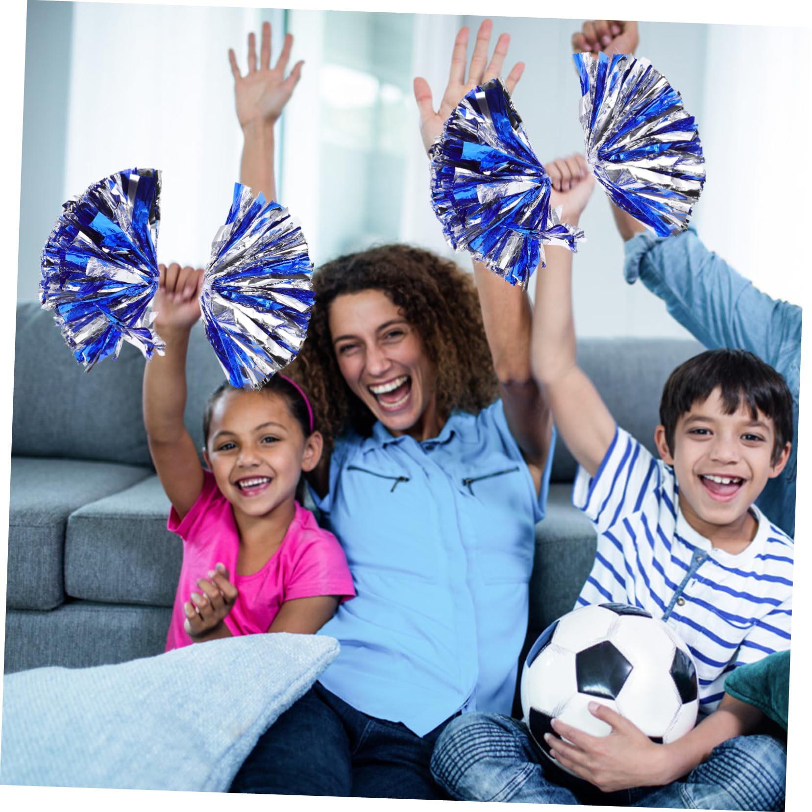 Mikikit Cheerleader Pom Poms Set 4pcs Reusable Hand-Waving Bouquets for Sports Dance and Cheerleading