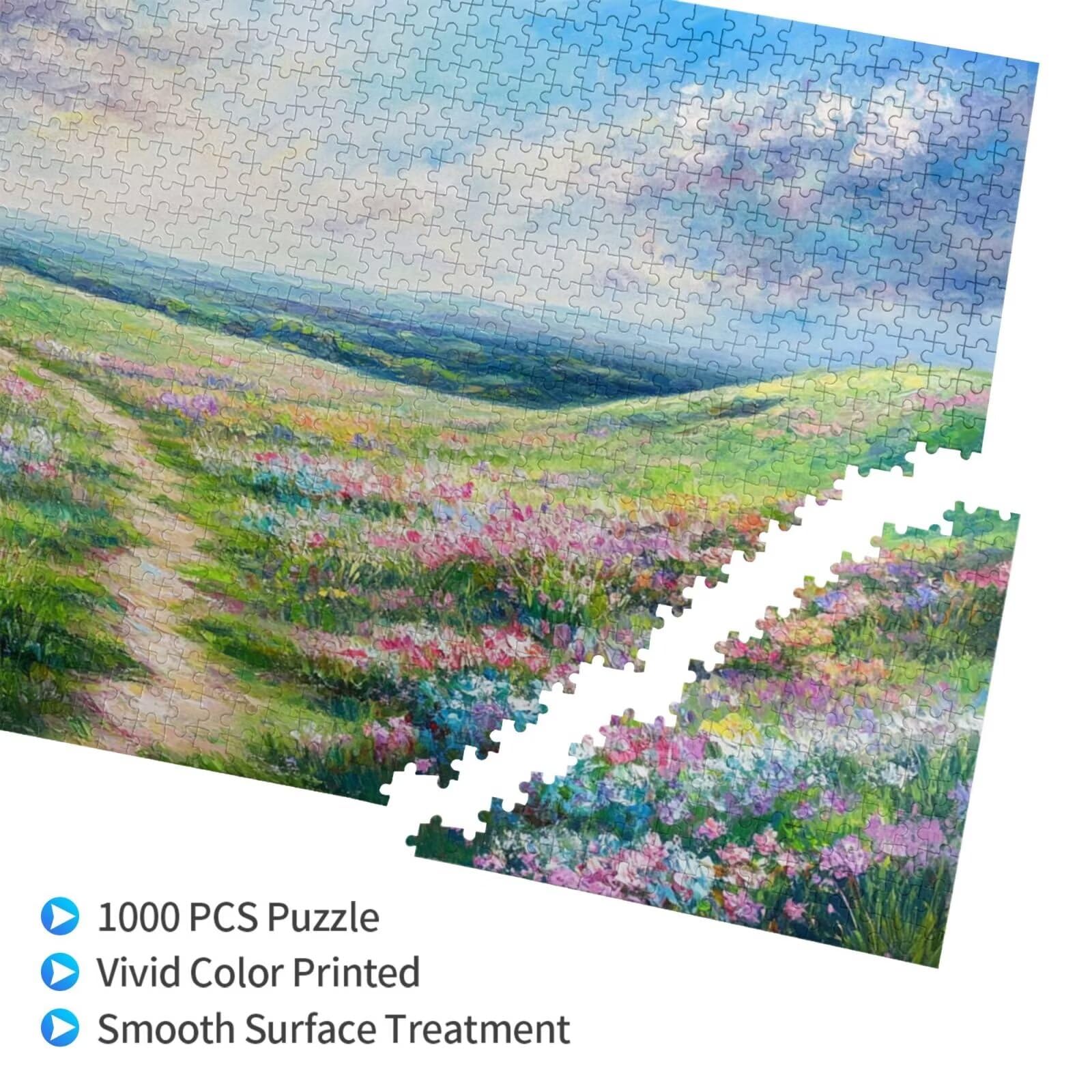 Puzzles Paisaje 1000 Adultos, Puzzle Flor con Cajas y Cartel, Juego Clásico de Puzzle Arte para Entretenimiento Adultos, Regalos de Decoración del Hogar para Pasatiempos Creativos de Mujeres 2T-146