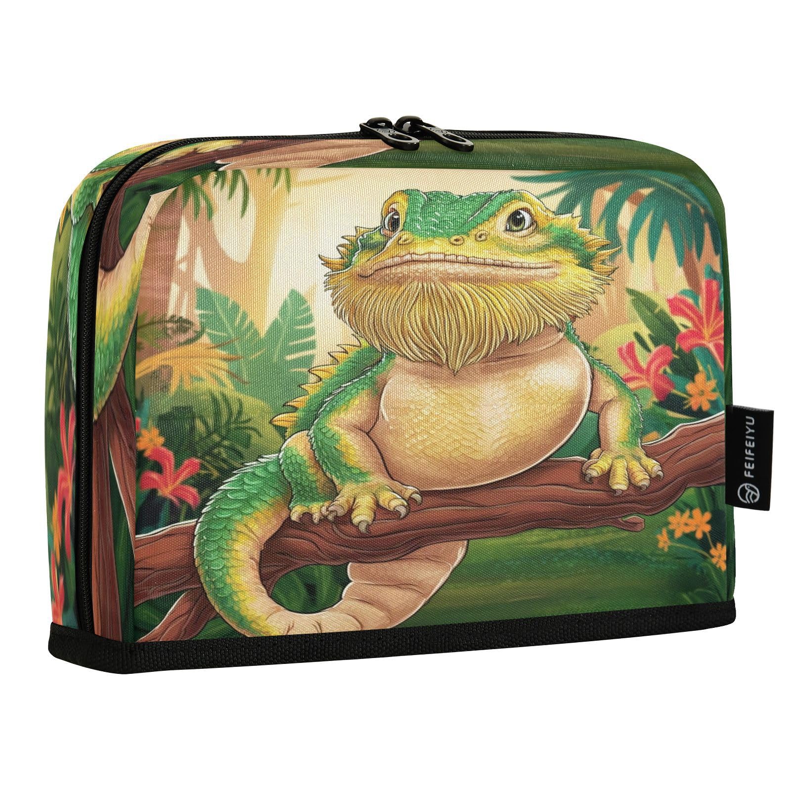 Krafig Cute Bearded Dragon Cartoon Large Capacity Pencil Case, Big Pencil Bag Pouch Box Organizer Pen Case for School Kids Teens Girl Boy Women