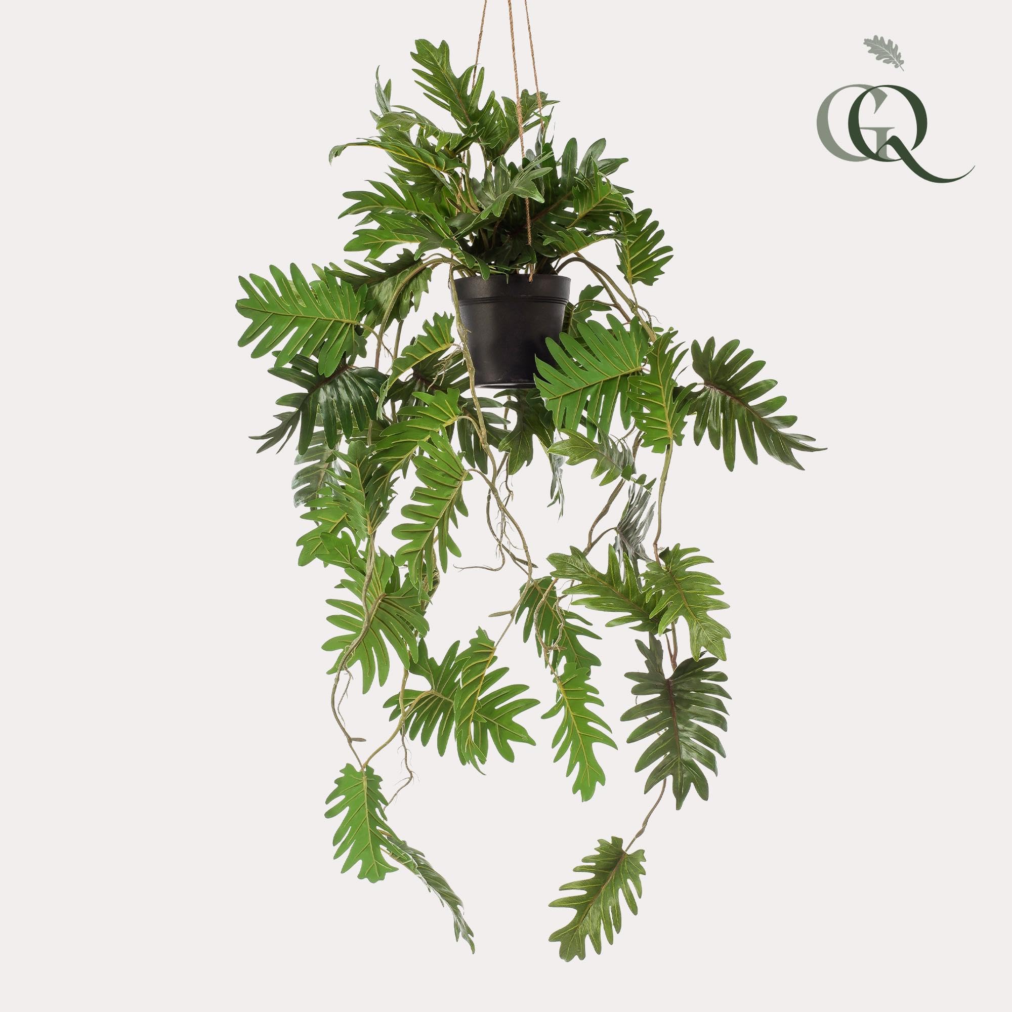 Pianta Artificiale Sospesa Philodendron, per Interno, Verde, 80 cm