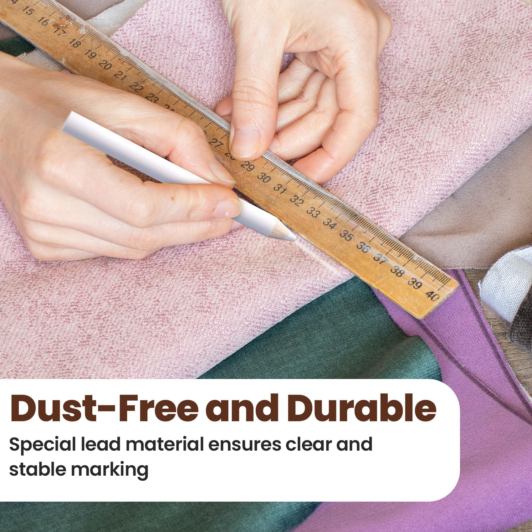 STSTR 4PCS 8.75 cm Fabric Sewing Pencils, Washable Fabric Makers, No Dust Sewing Tailors Chalk, Fabric Marking Pencil for Quilting, DIY Crafts, Sewing - White - Image 4