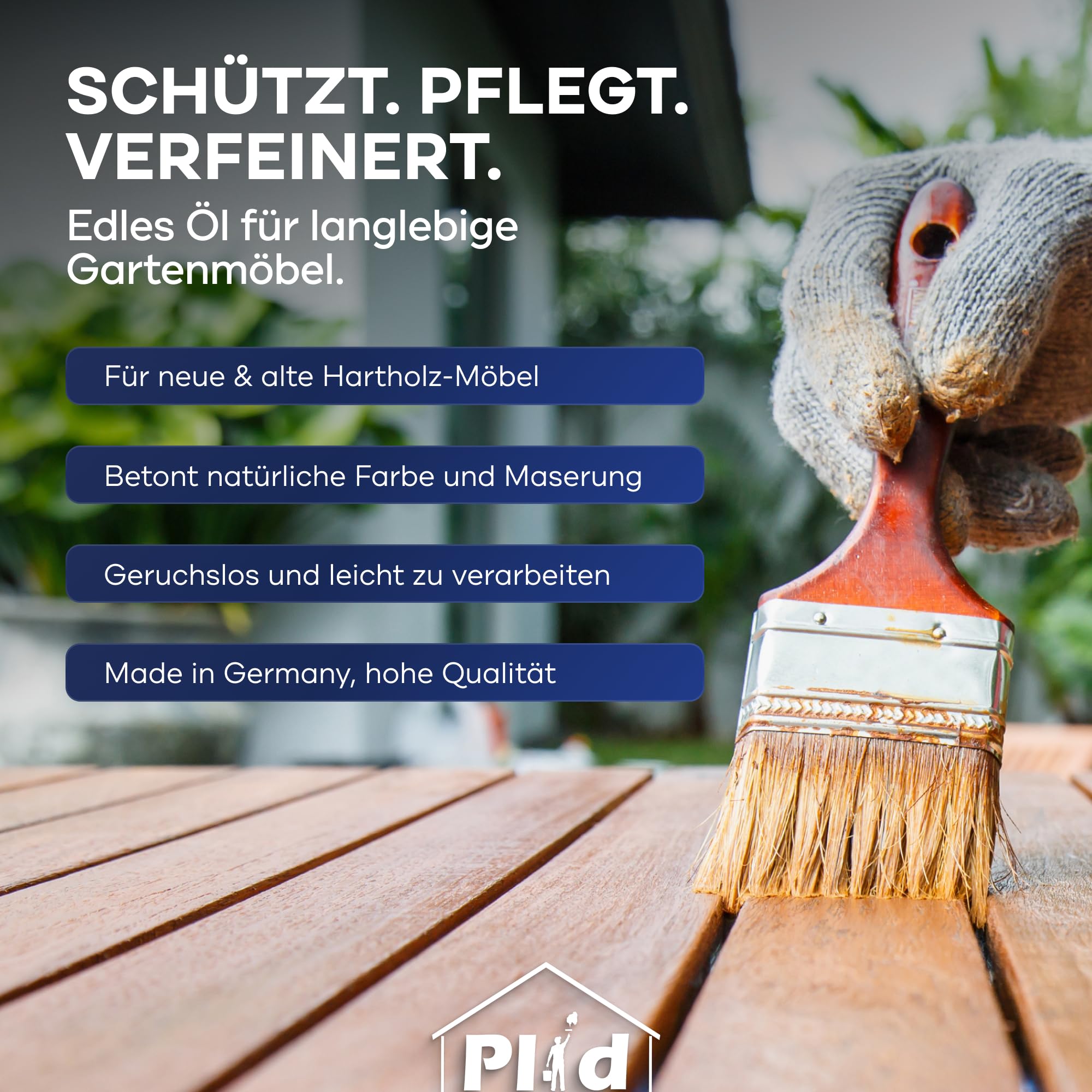 plid® Olio protettivo per legno Douglasia 5L - Resistente alle intemperie - Per interni ed esterni - Mobili da giardino - Cura del legno - Vernice protettiva - Olio per teak