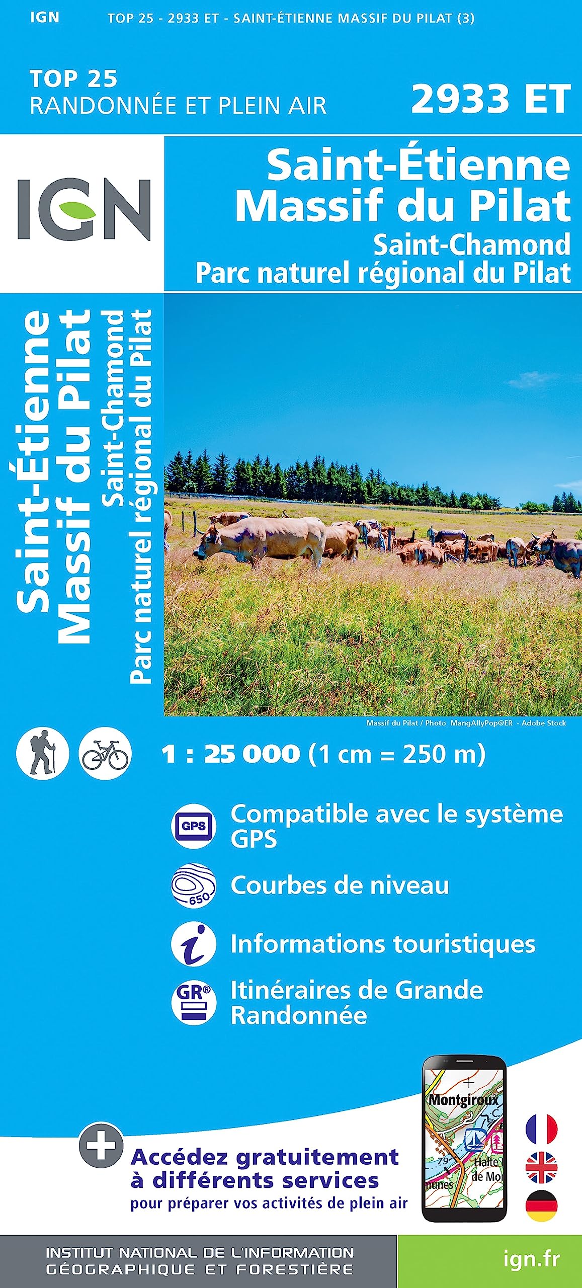 St-Etienne / Massif du Pilat / St-Chamond / PNR du Pilat: 2933ET (TOP 25)