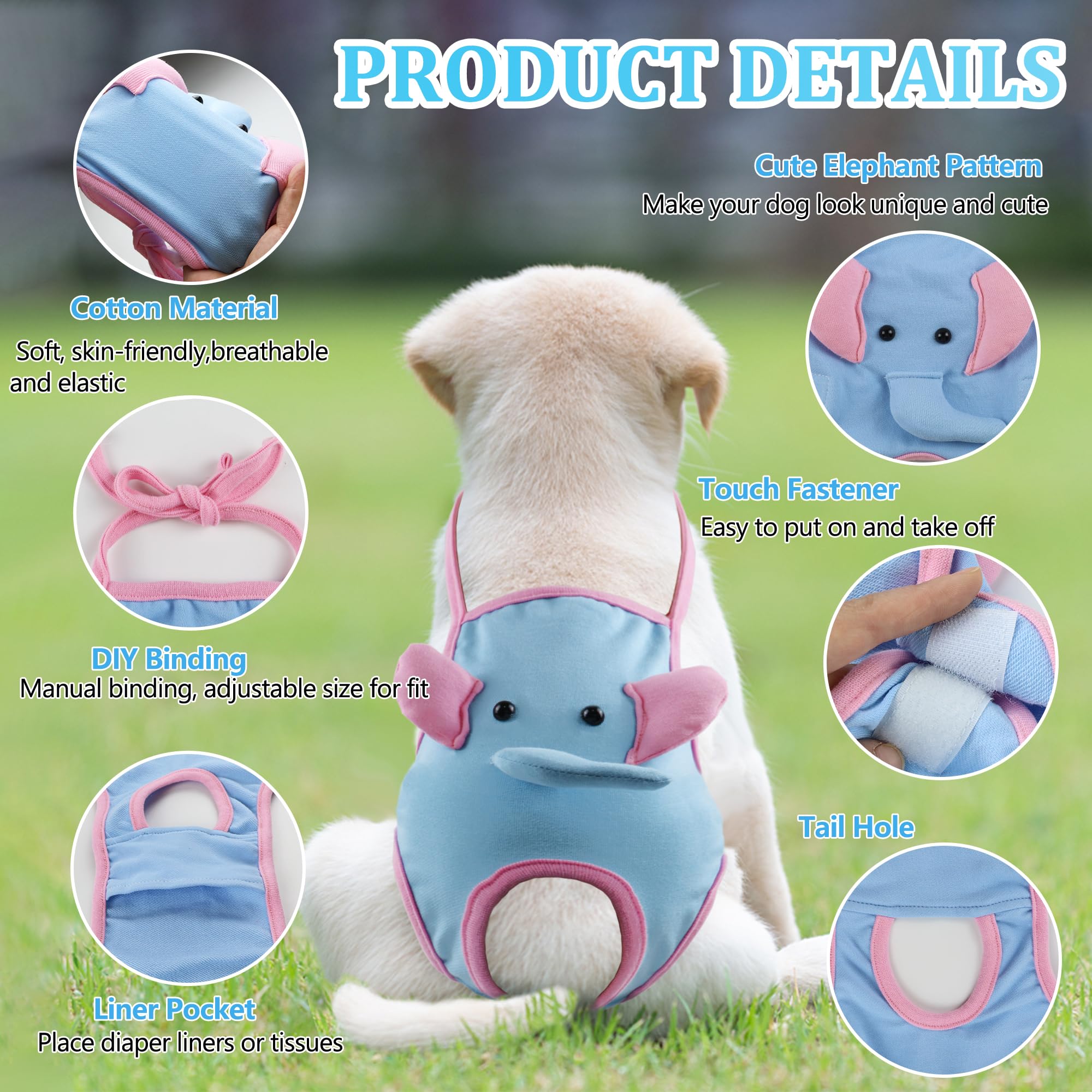 Dog Diaper Suspenders, Reusable Female Pet Period Diapers, Washable Sanitary Pantie Doggie Diapers for Male Dogs in Heat, Adjustable Puppy Underwear Escape Proof Dipaers for Corgi Bulldog (Small)
