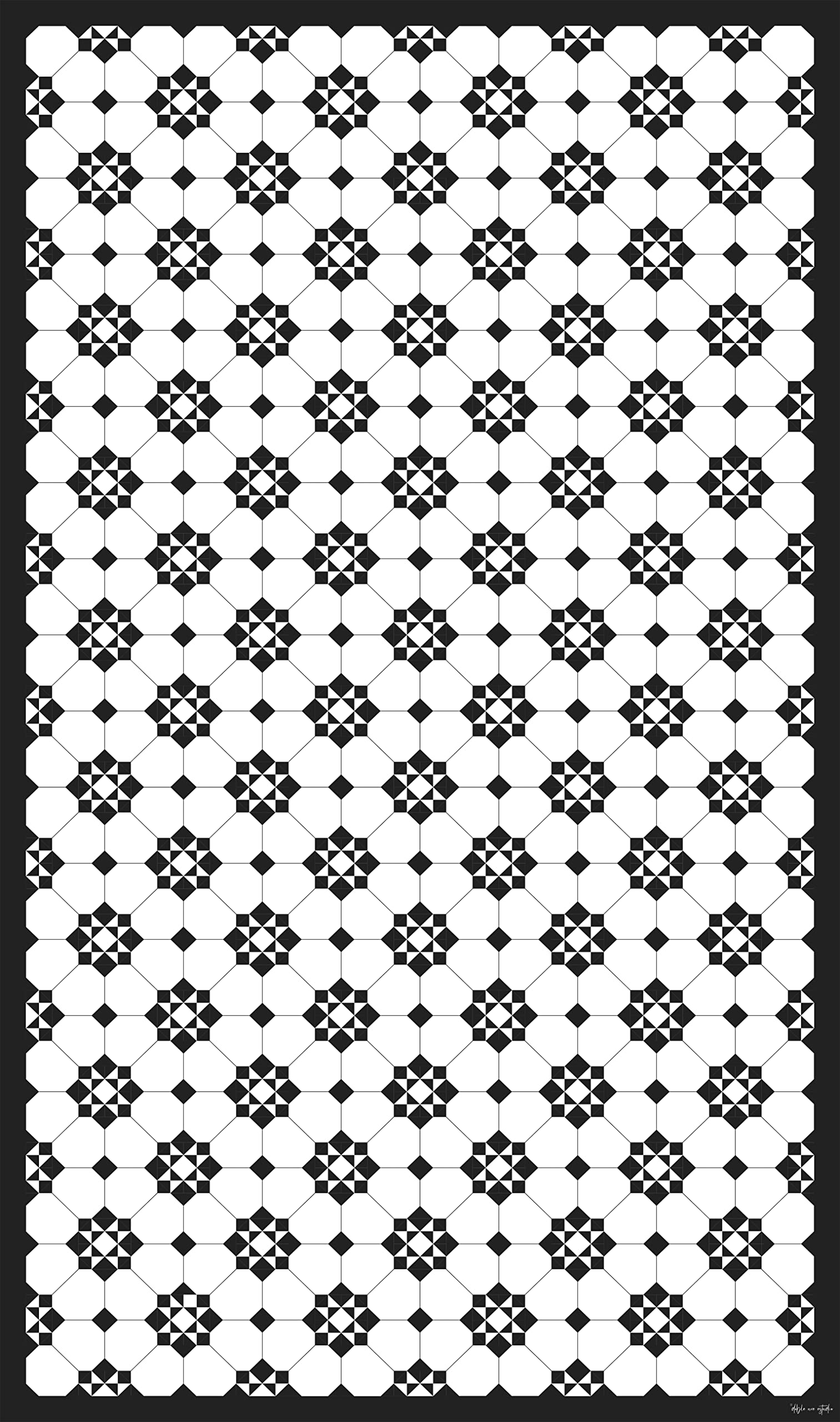 DobleUve Estudio Tapis Vinyle 34 | Noire | 65x300 cm | Tapis Cuisine et Salon Antidérapant Antifongique Ignifuge | Tapis Enfants et Bain PVC